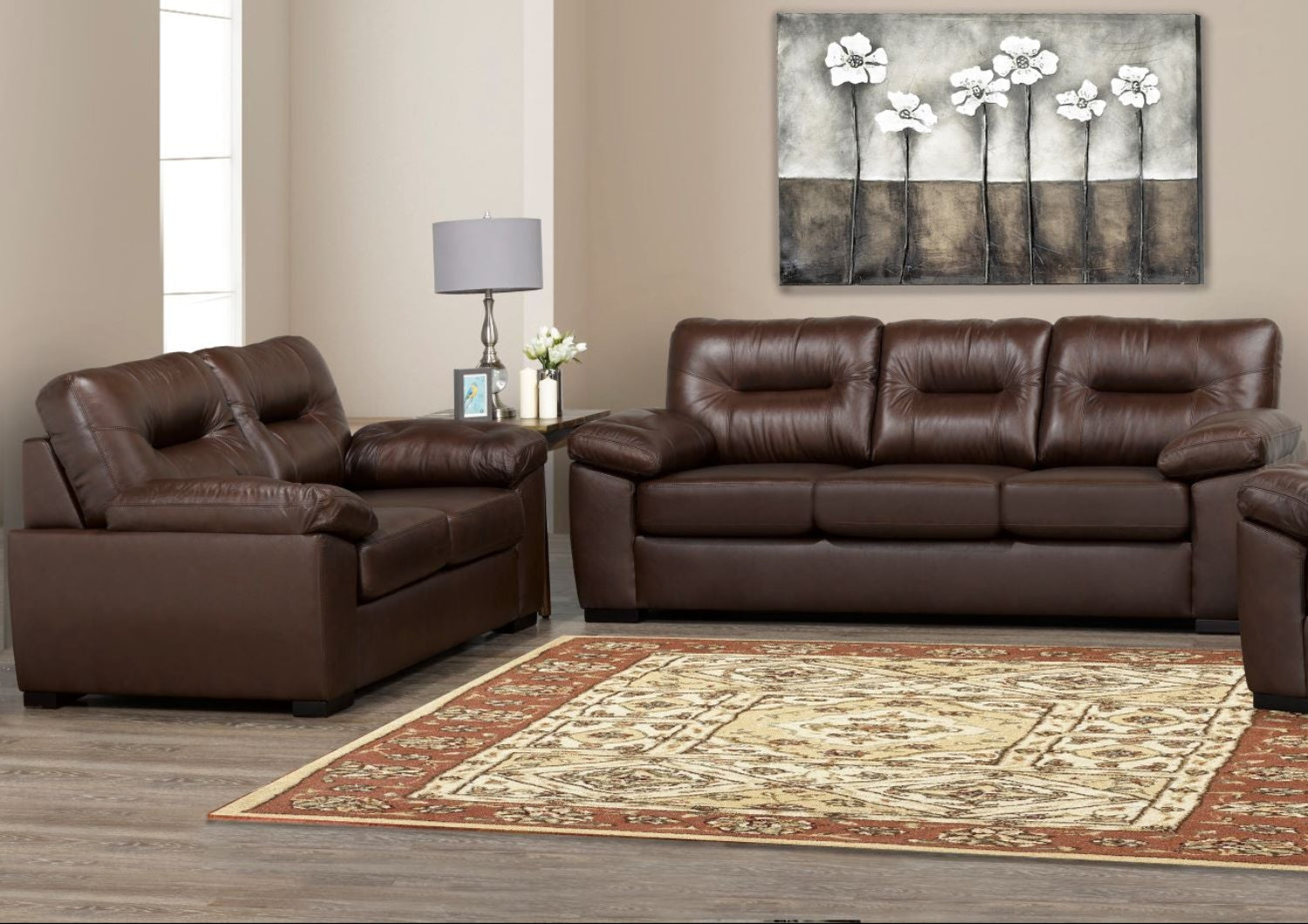 Canadian Made Genuine Top grain Leather Zurick Brown Loveseat 4060