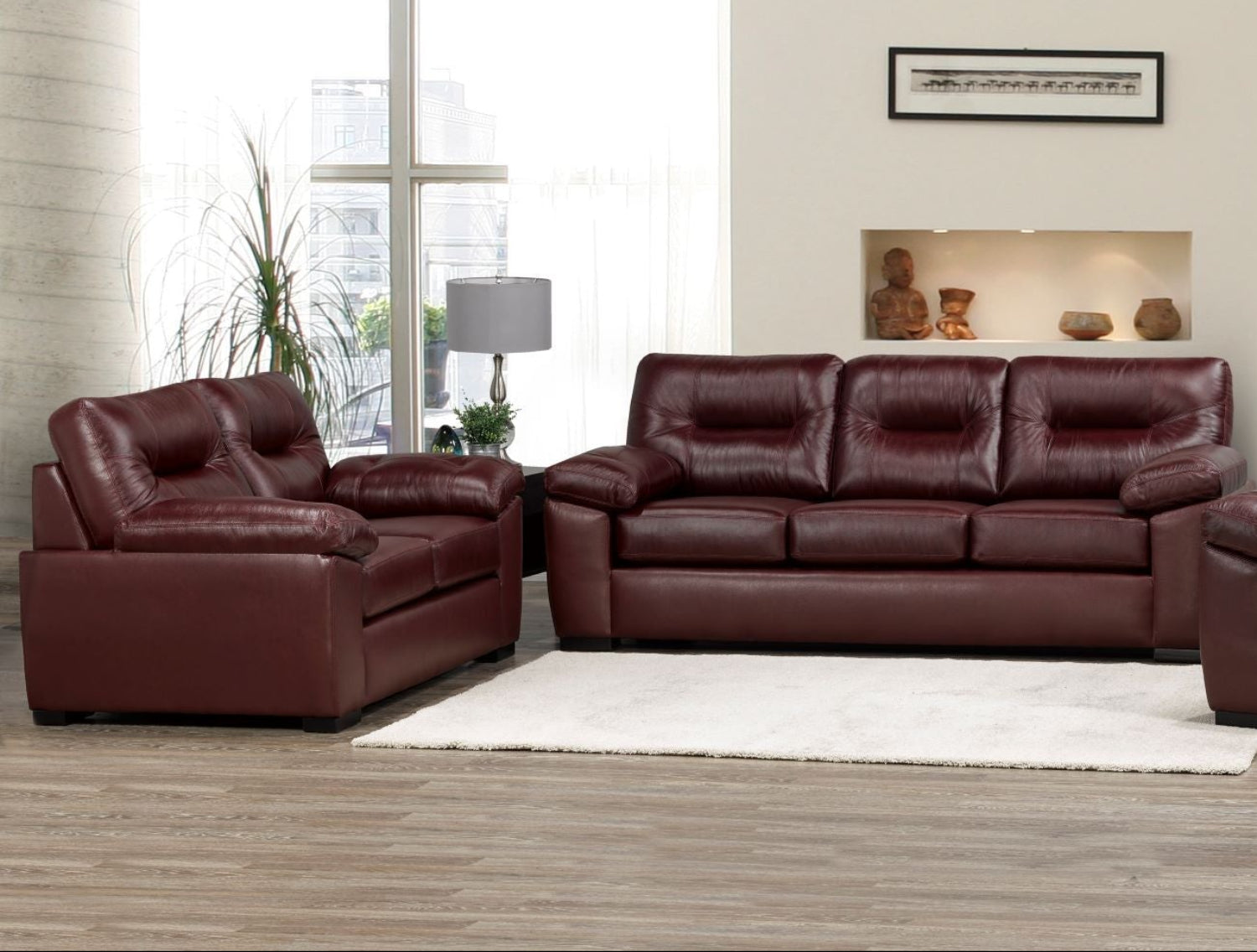 Canadian Made Genuine Top grain Leather Zurick Merlot Chair 4060