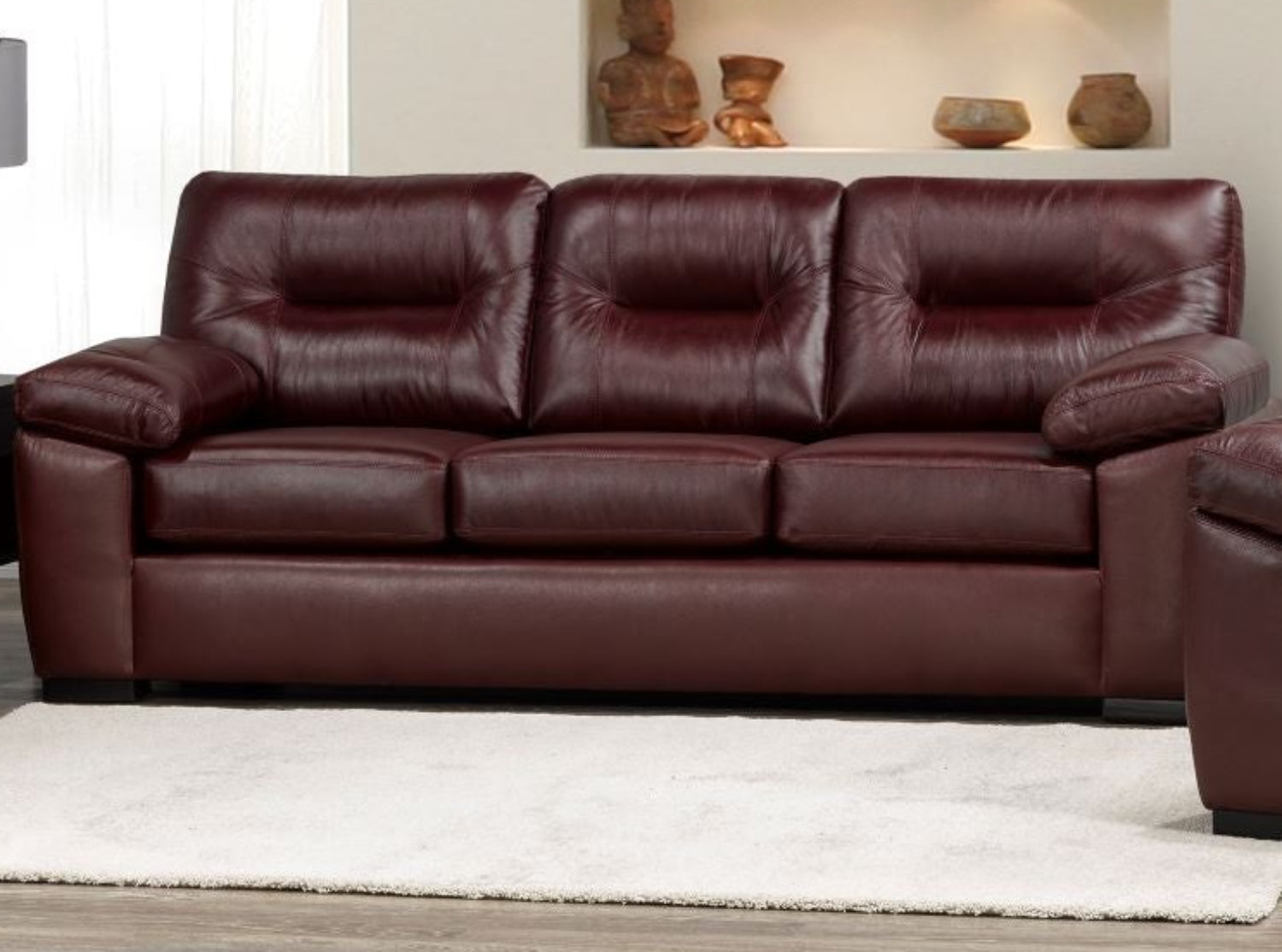 Canadian Made Genuine Top grain Leather Zurick Merlot Sofa 4060