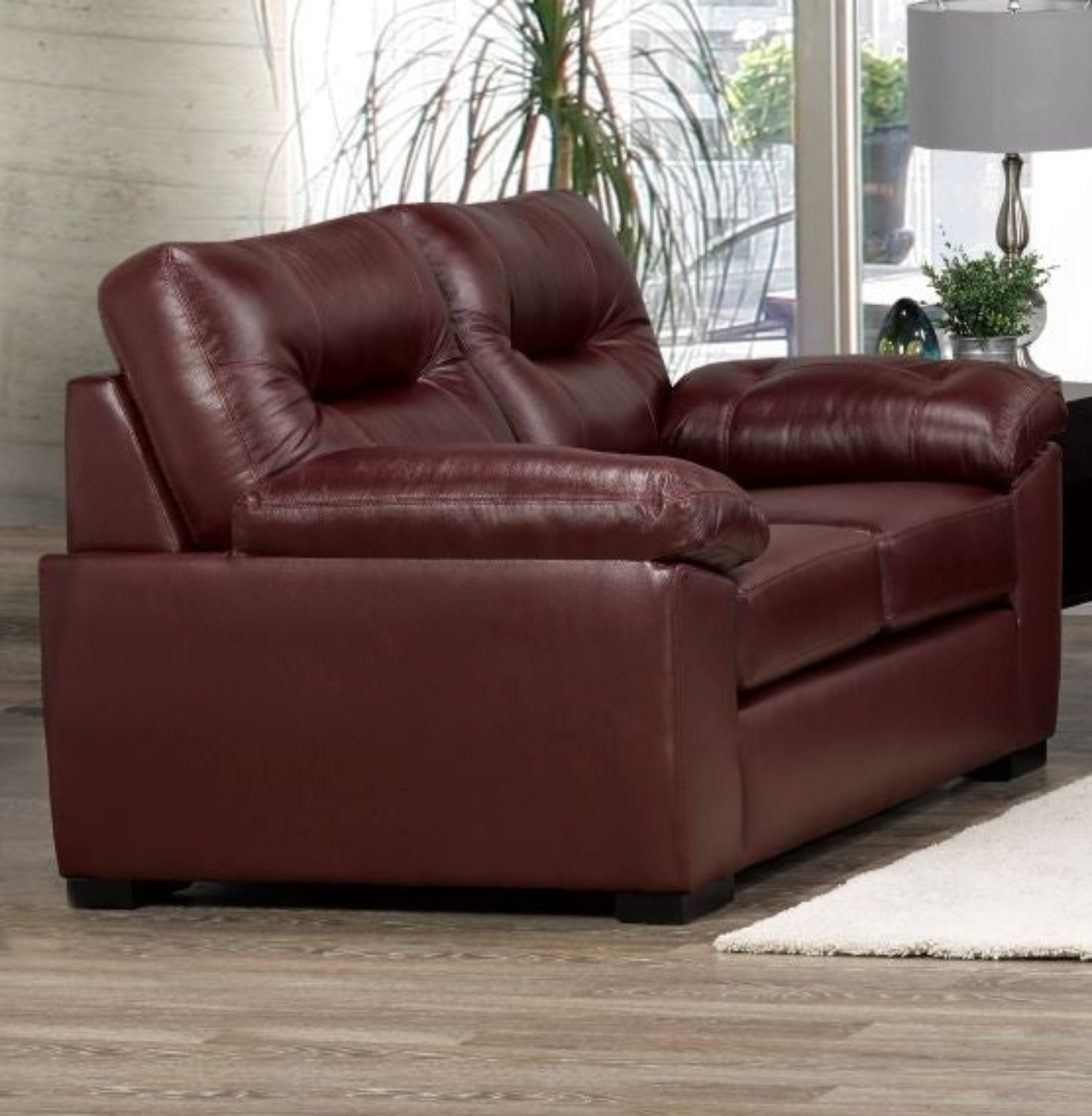 Canadian Made Genuine Top grain Leather Zurick Merlot Loveseat 4060