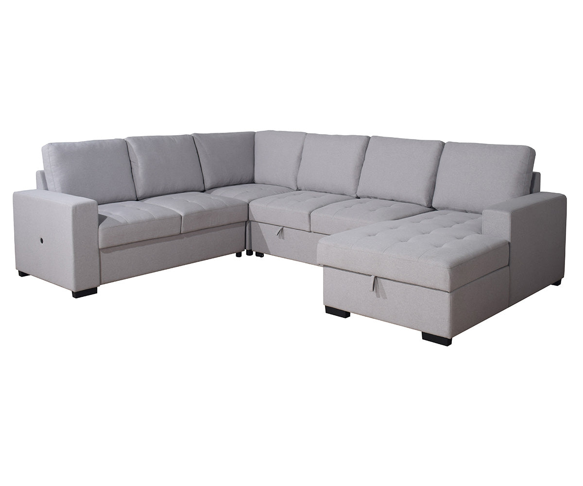 Xander Sectional Sofa Bed Grey Fabric 4125