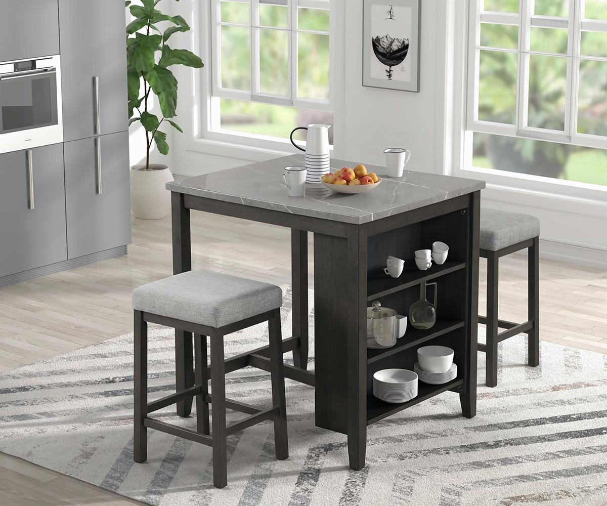 Pheony Counter Table Set with 2 stools PTS06