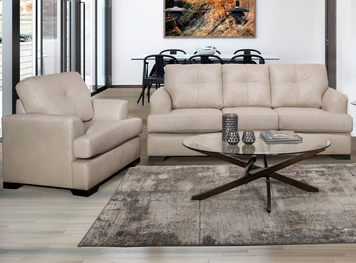 Canadian Made Genuine Leather Sofa Zurick Bisque 4145