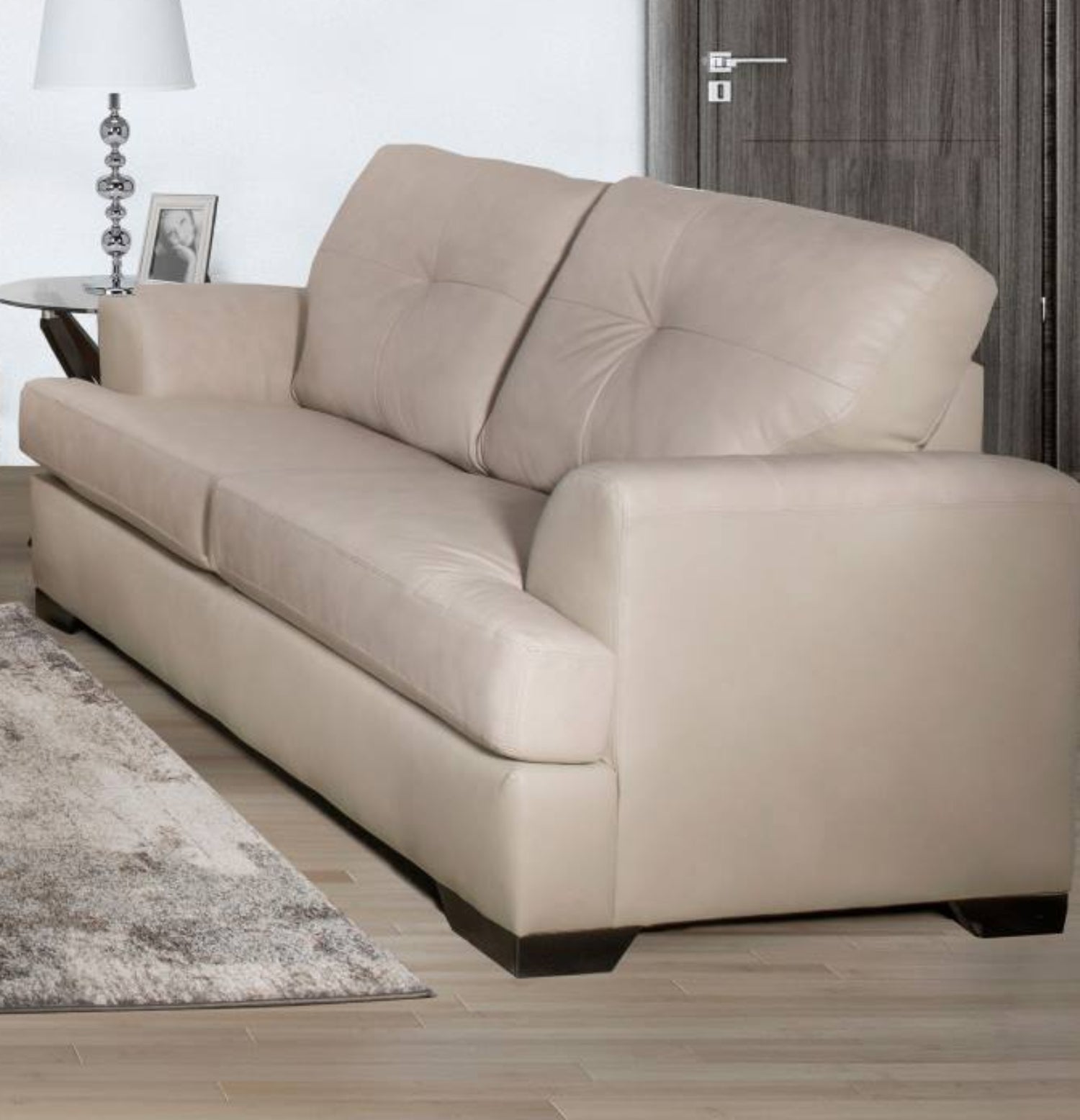 Canadian Made Genuine Leather Loveseat Zurick Bisque 4145