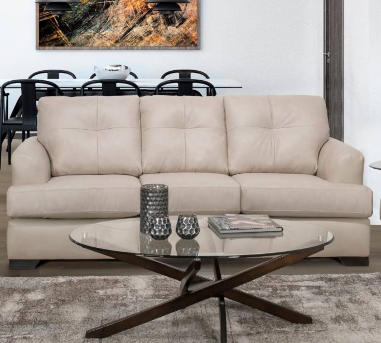 Canadian Made Genuine Leather Sofa Zurick Bisque 4145