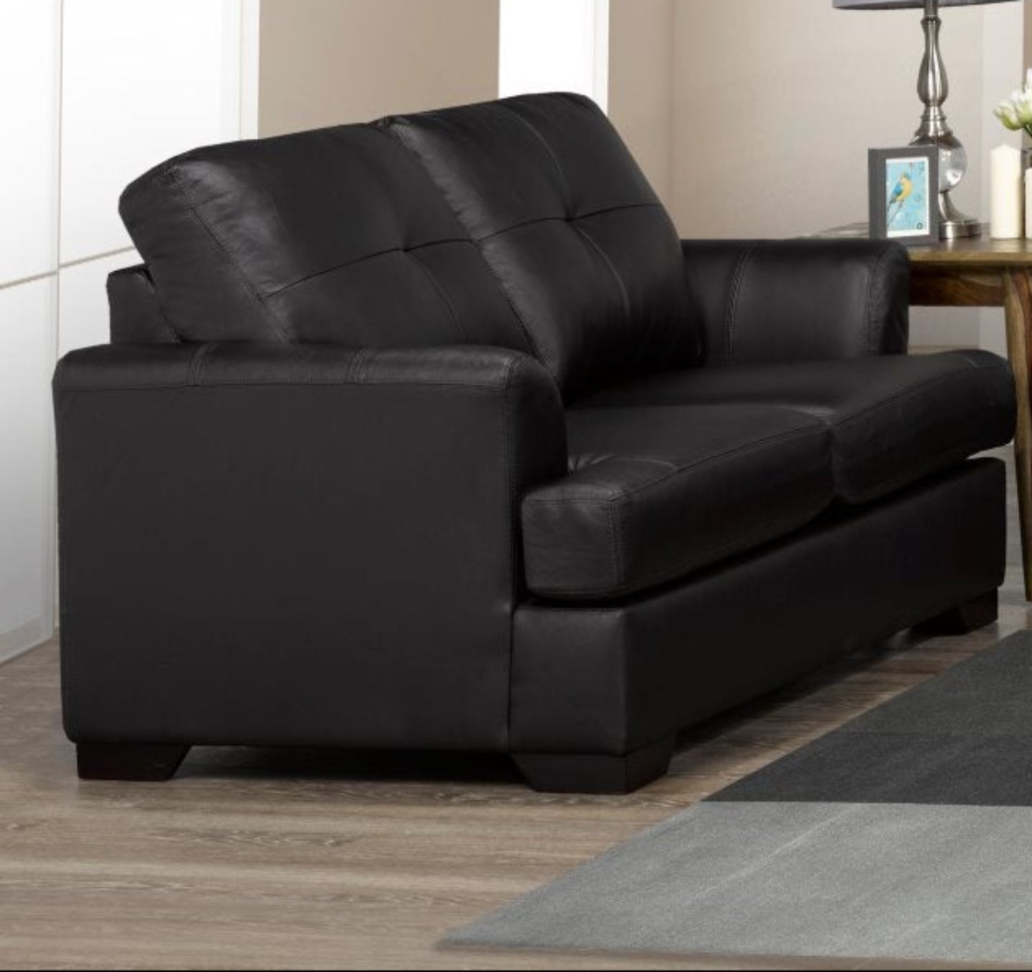 Canadian Made Genuine Leather Loveseat Zurick Black 4145