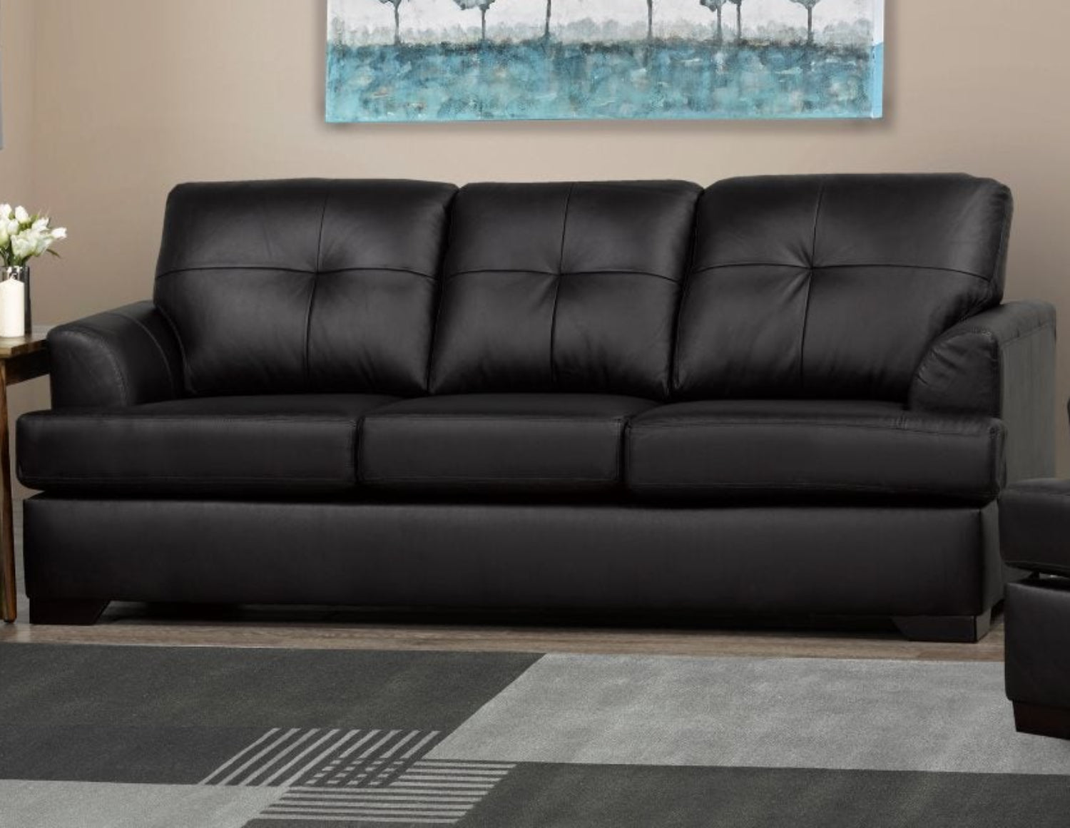Canadian Made Genuine Leather Sofa Zurick Black 4145