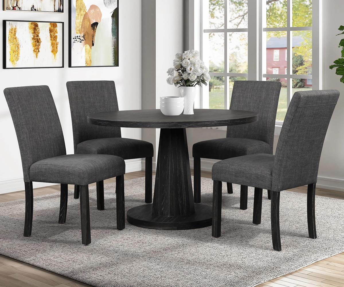Orchid 5 PCS Solid Wood Dining Set in Dark Grey Color DT37-DTS