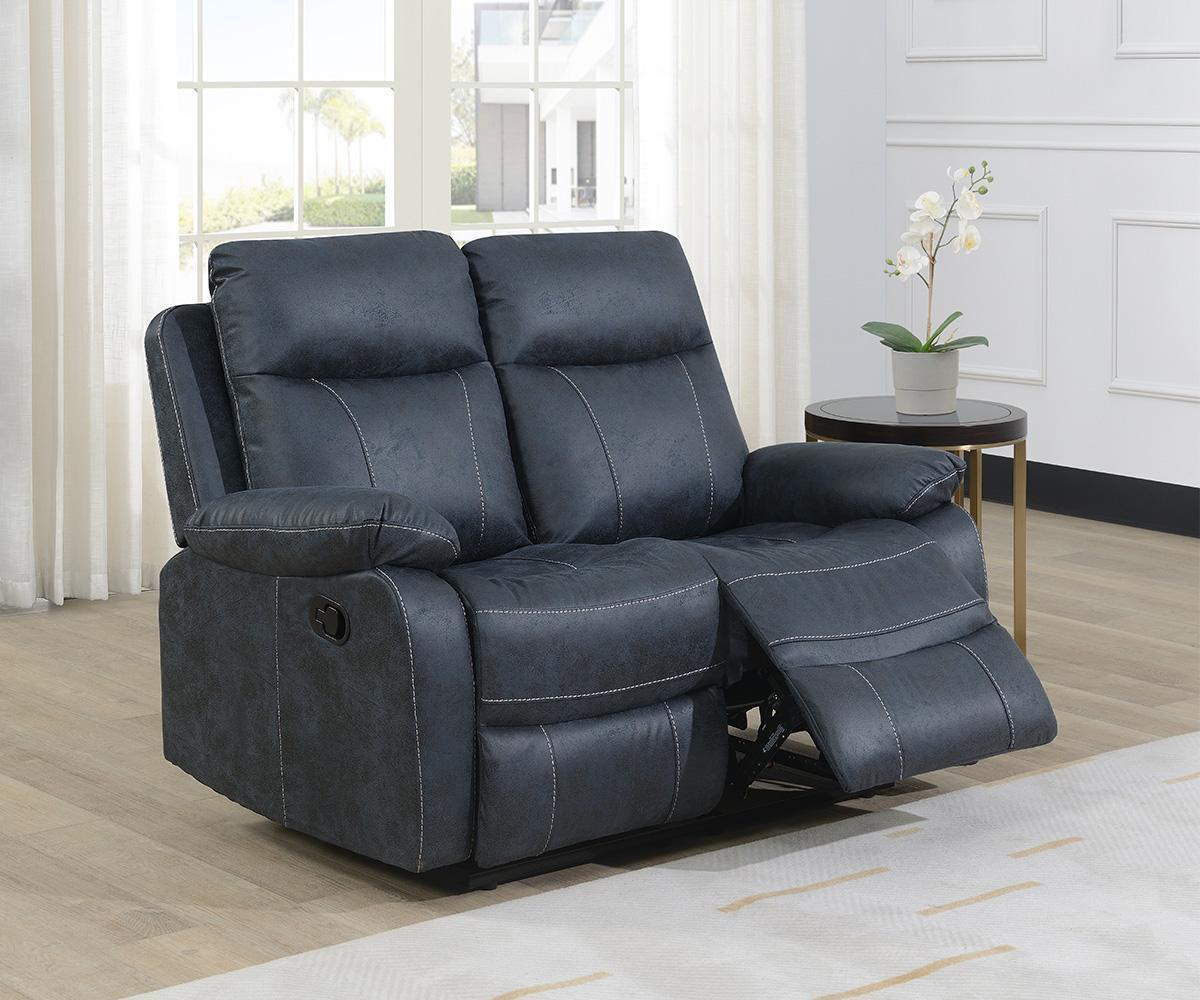 Bristol Blue Fabric Recliner Sofa Set 7126