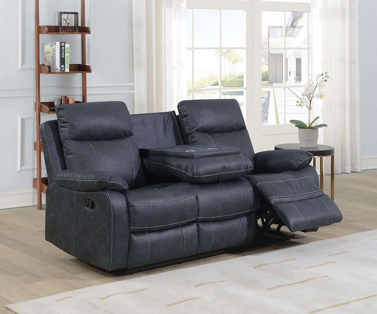 Bristol Blue Fabric Recliner Sofa Set 7126