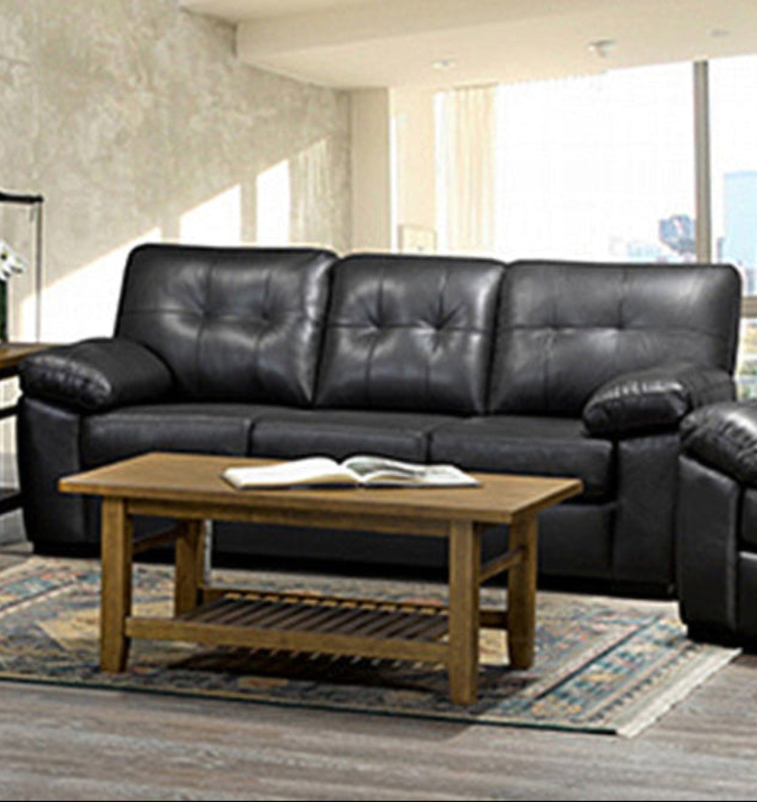 Canadian Made Genuine Leather Zurick Black Sofa 4392