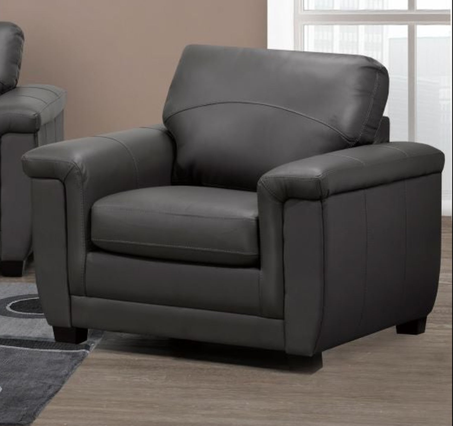 Canadian Made Genuine Leather Zurick Grey Chair 4395