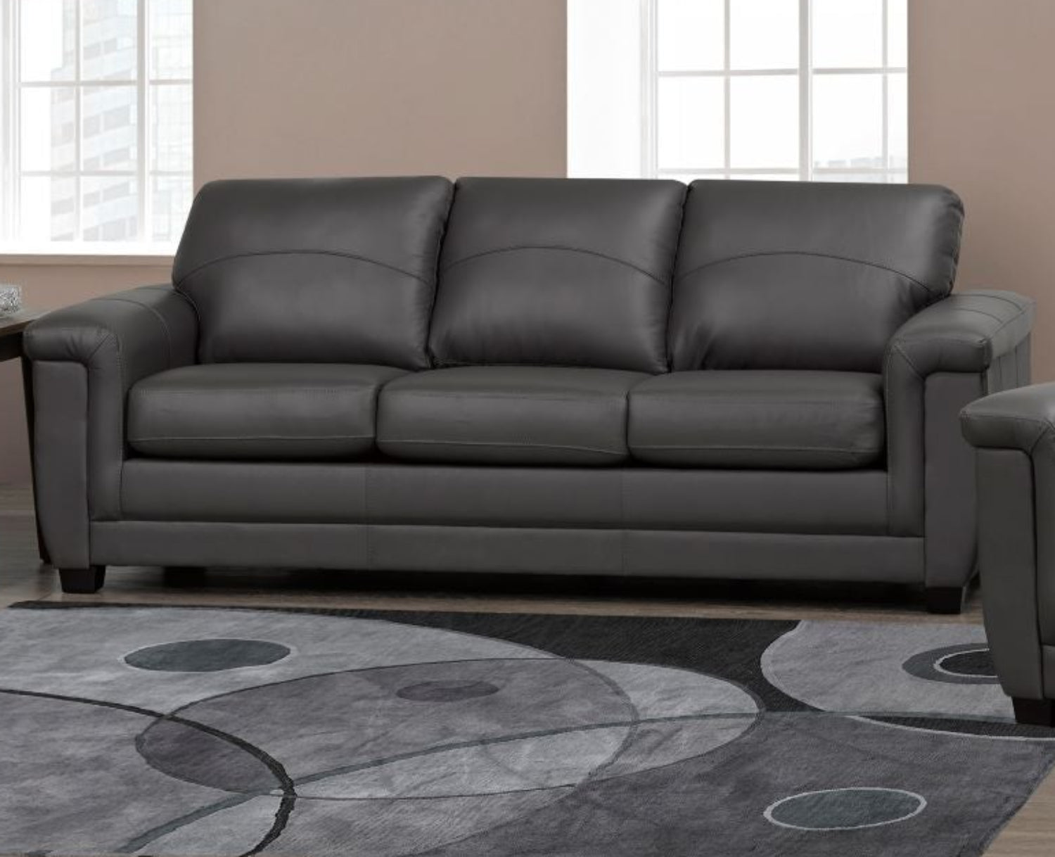 Canadian Made Genuine Leather Zurick Grey Sofa 4395