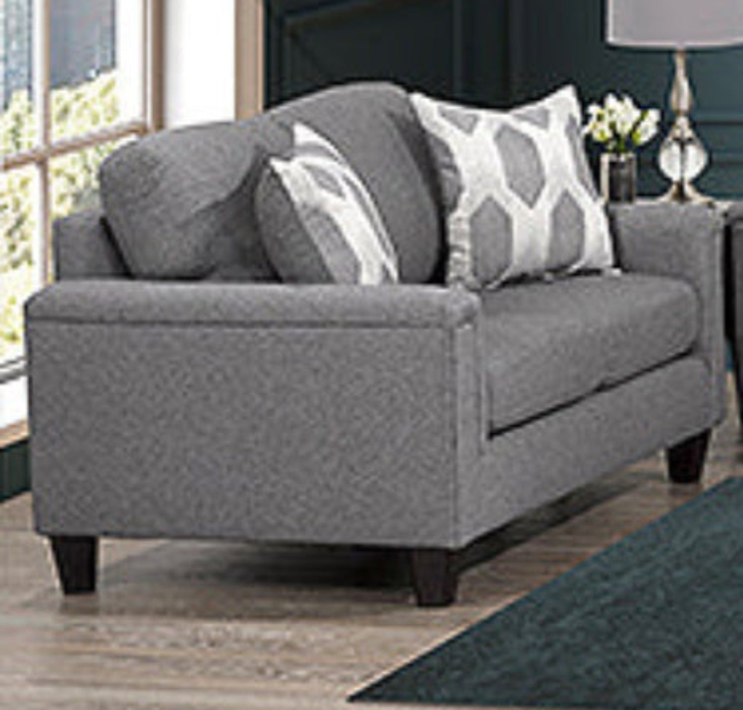 Canadian Made Durant Grey Fabric Loveseat 4414
