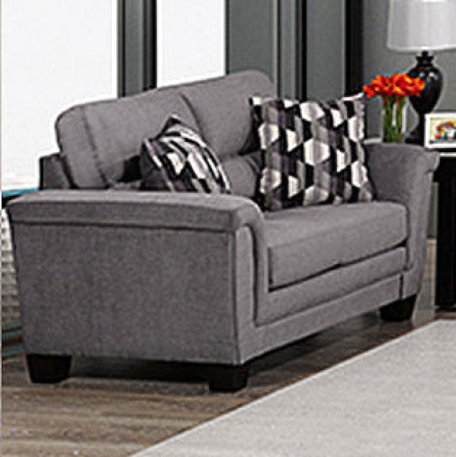 Canadian Made Beehive Smoke Fabric Loveseat 4415