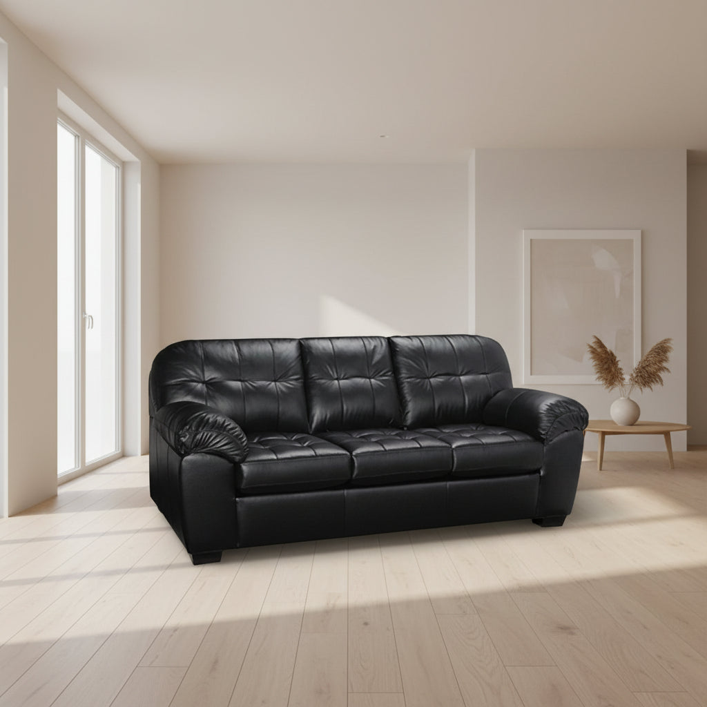 Canadian Made Genuine Leather Zurick Black Sofa 4800