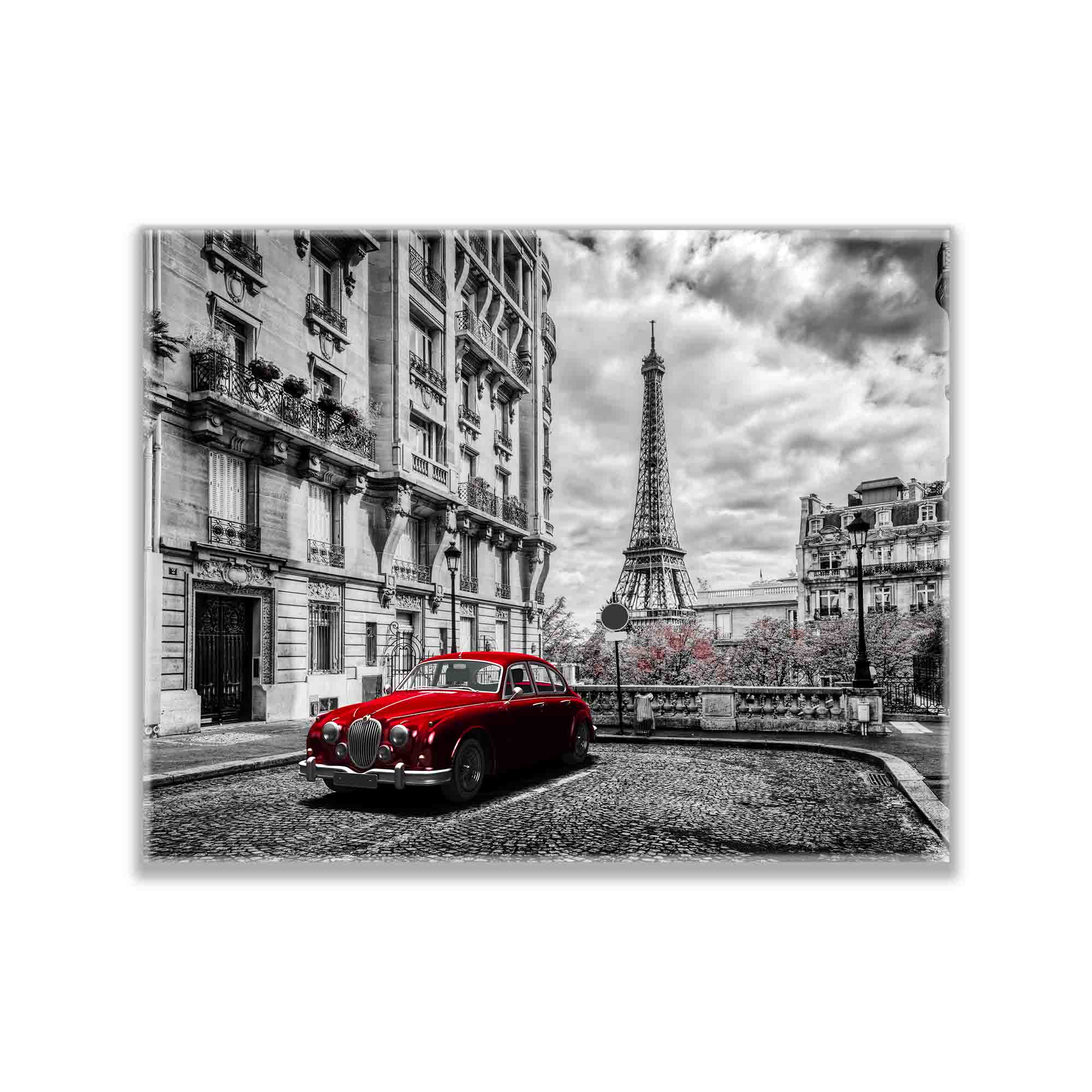 Eiffel Tower Black white and red Canvas Art 36" X 48"