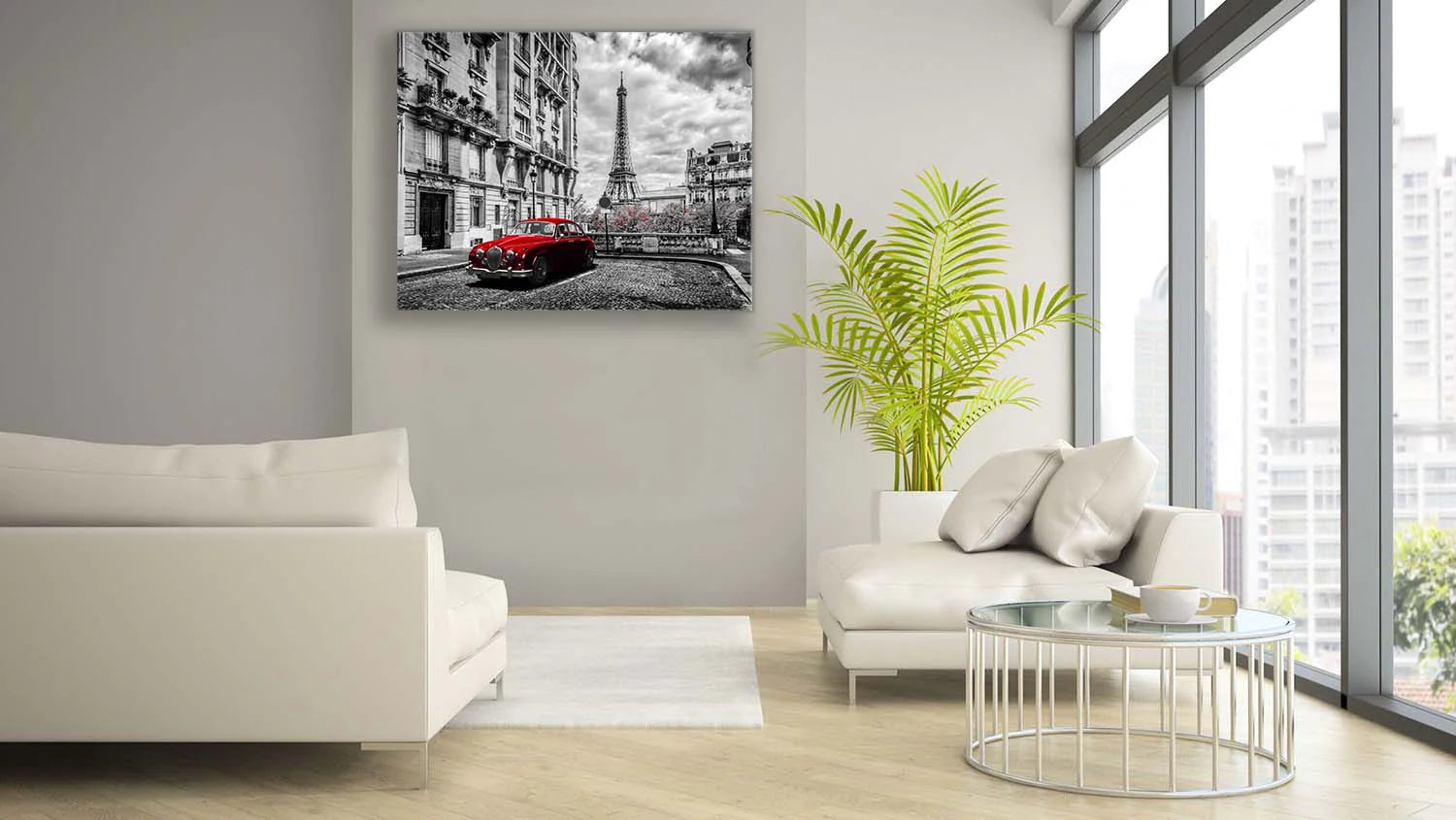 Eiffel Tower Black white and red Canvas Art 36" X 48"