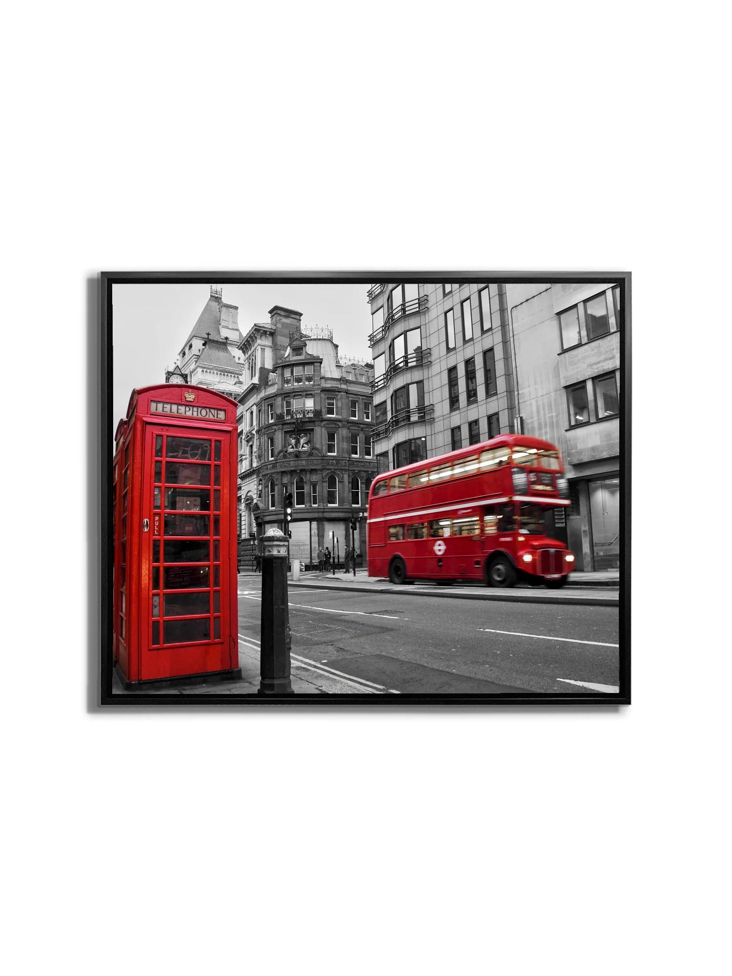 Iconic Red Double Decker Bus & Phone Booth Canvas Art 36" x 48"