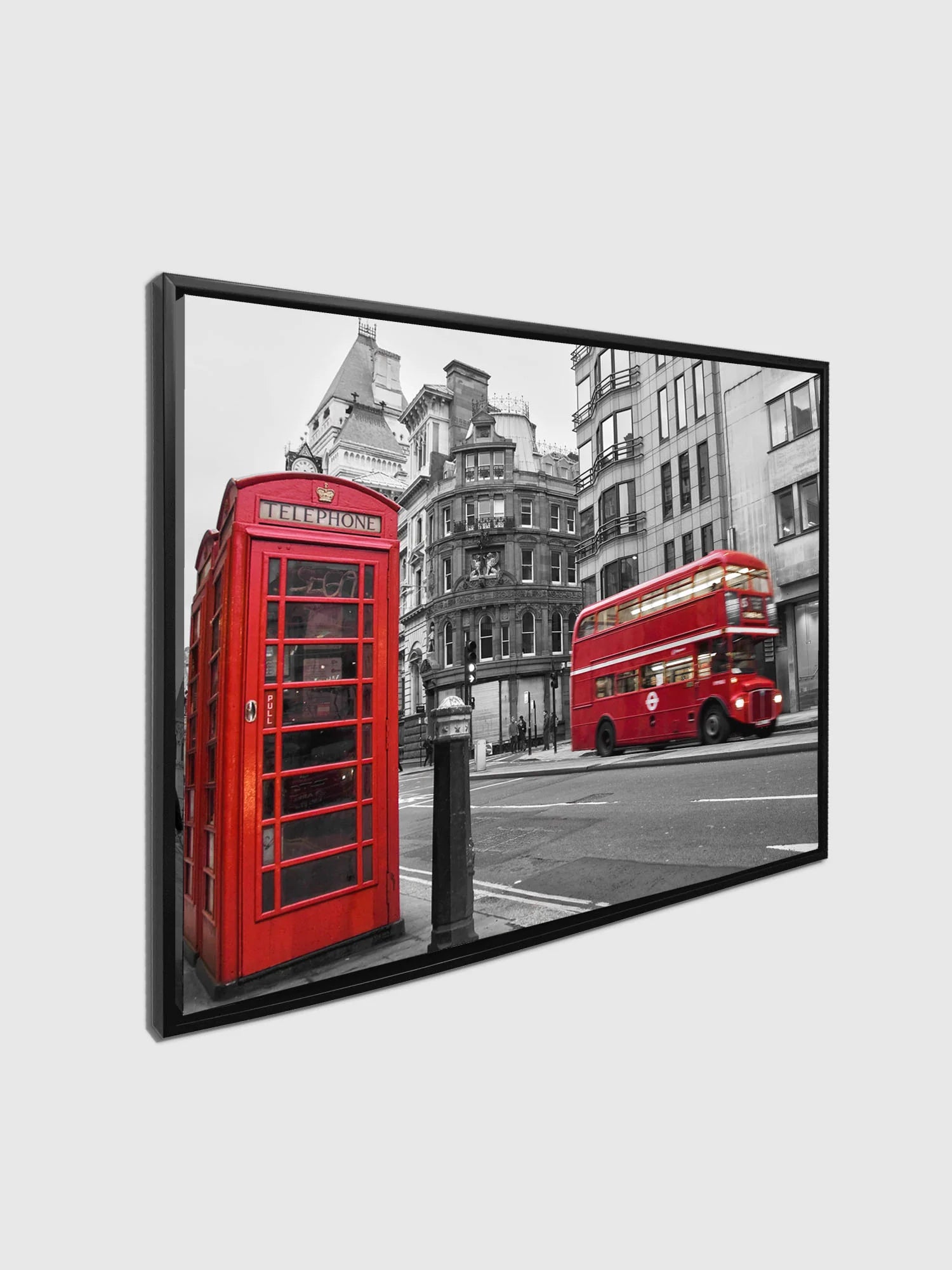 Iconic Red Double Decker Bus & Phone Booth Canvas Art 36" x 48"