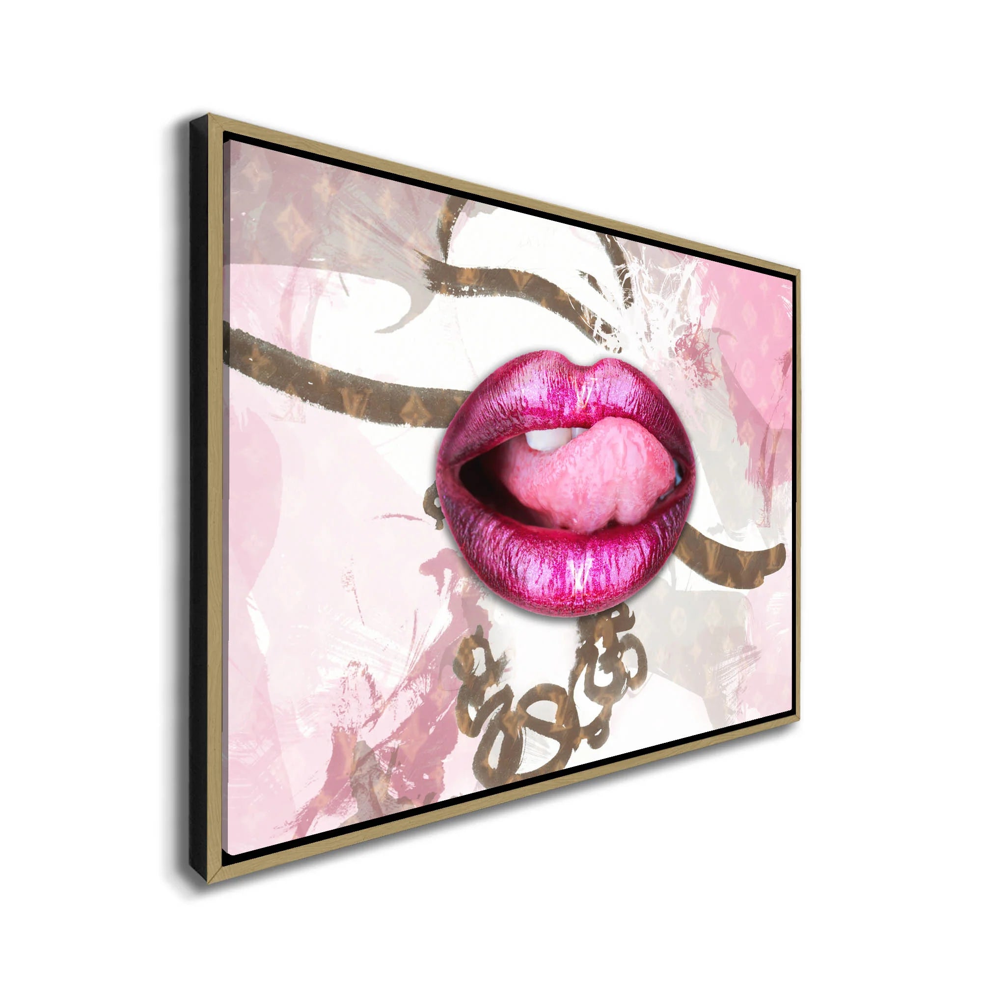 Pink Lips Overlay Canvas Art 48" x 36"