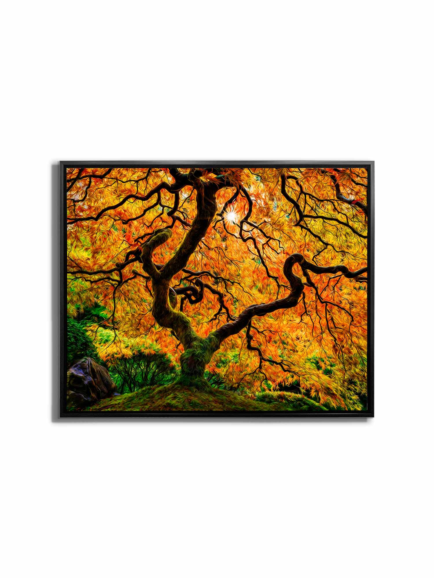 Oil Paint Artistic Tree with Multi Color Shimmering Top Coat 36" X 48"