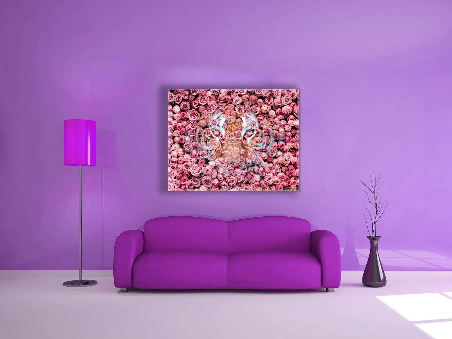 Tiger in the Rose Canvas Art 36" x 48"