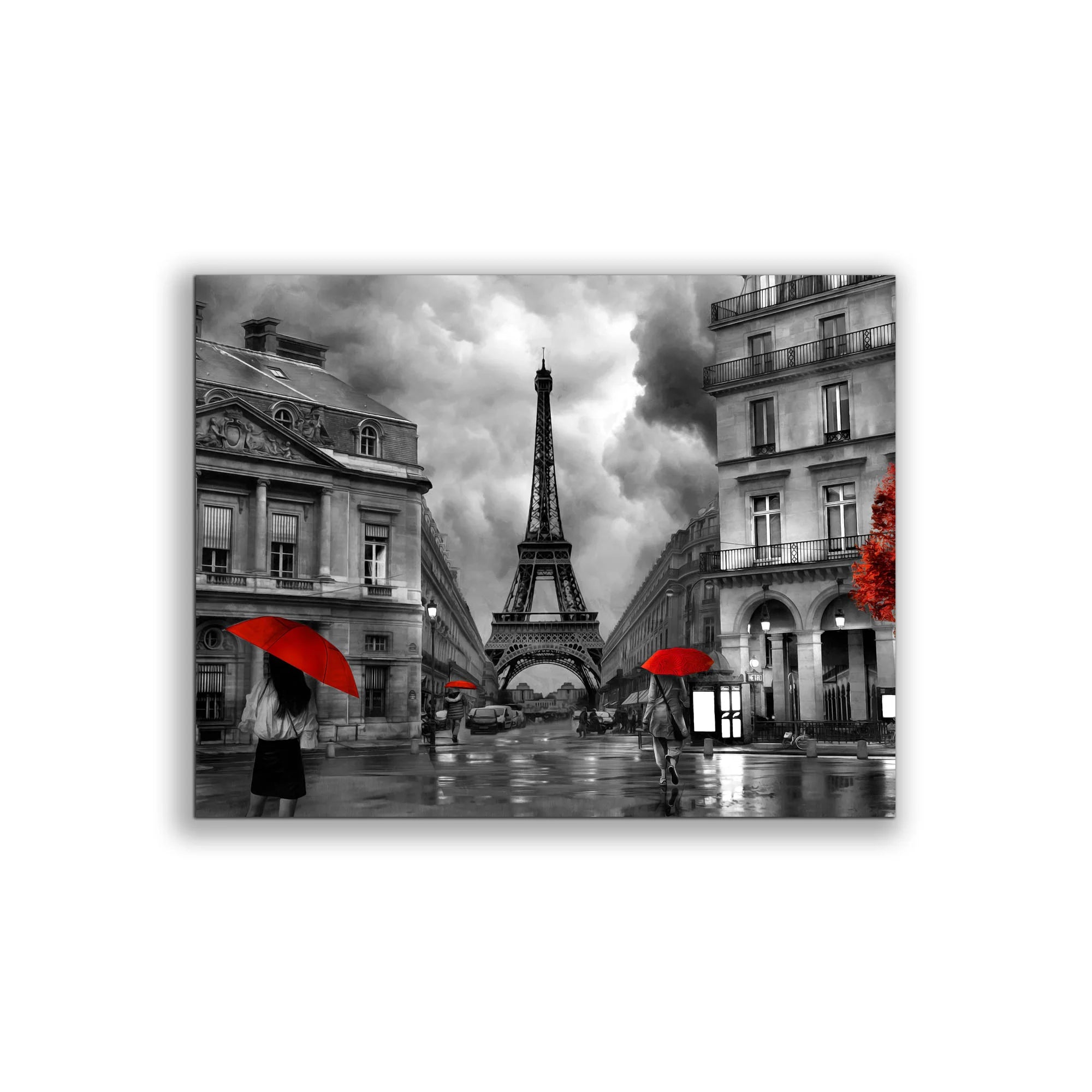 Painterly Paris With Red Accents Fine Art Canvas 48" x 36"