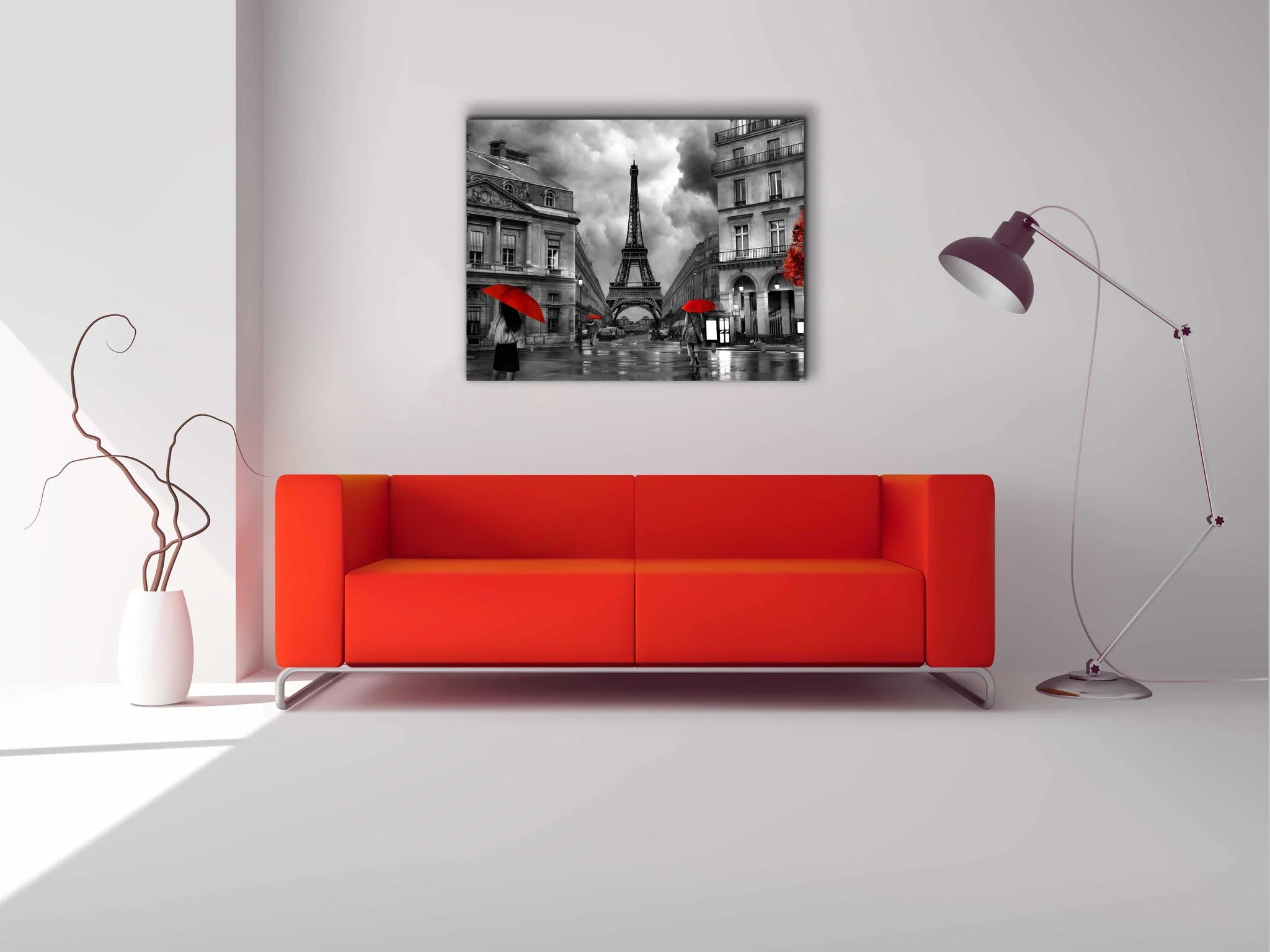 Painterly Paris With Red Accents Fine Art Canvas 48" x 36"