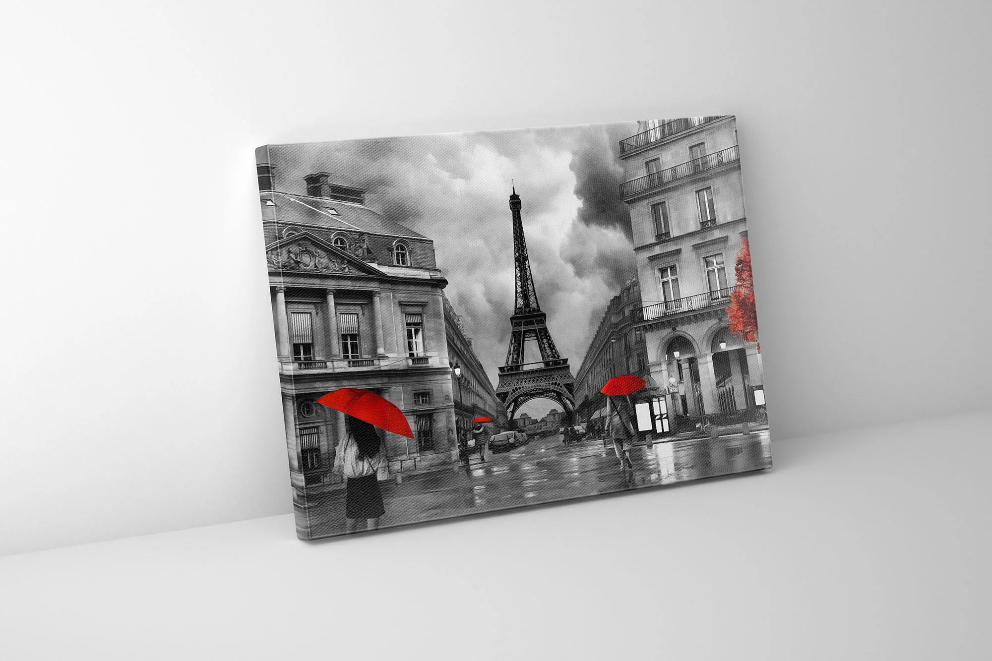 Painterly Paris With Red Accents Fine Art Canvas 48" x 36"