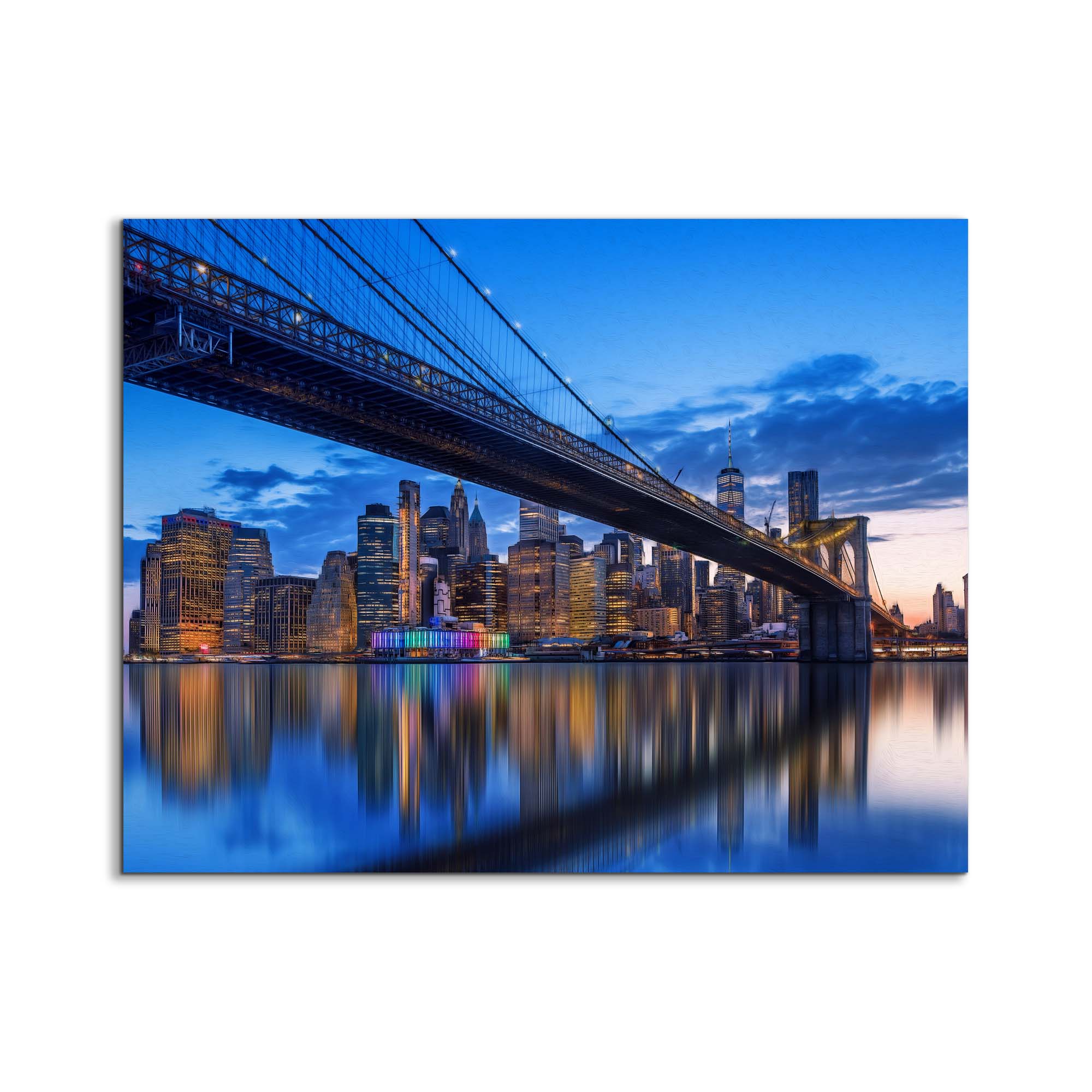 Stylized NYC Bridge Skyline Canvas Art 48" X 36"