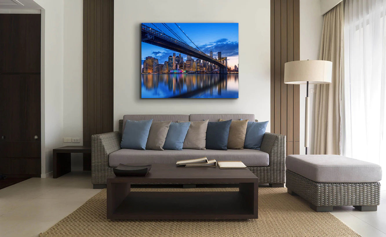 Stylized NYC Bridge Skyline Canvas Art 48" X 36"