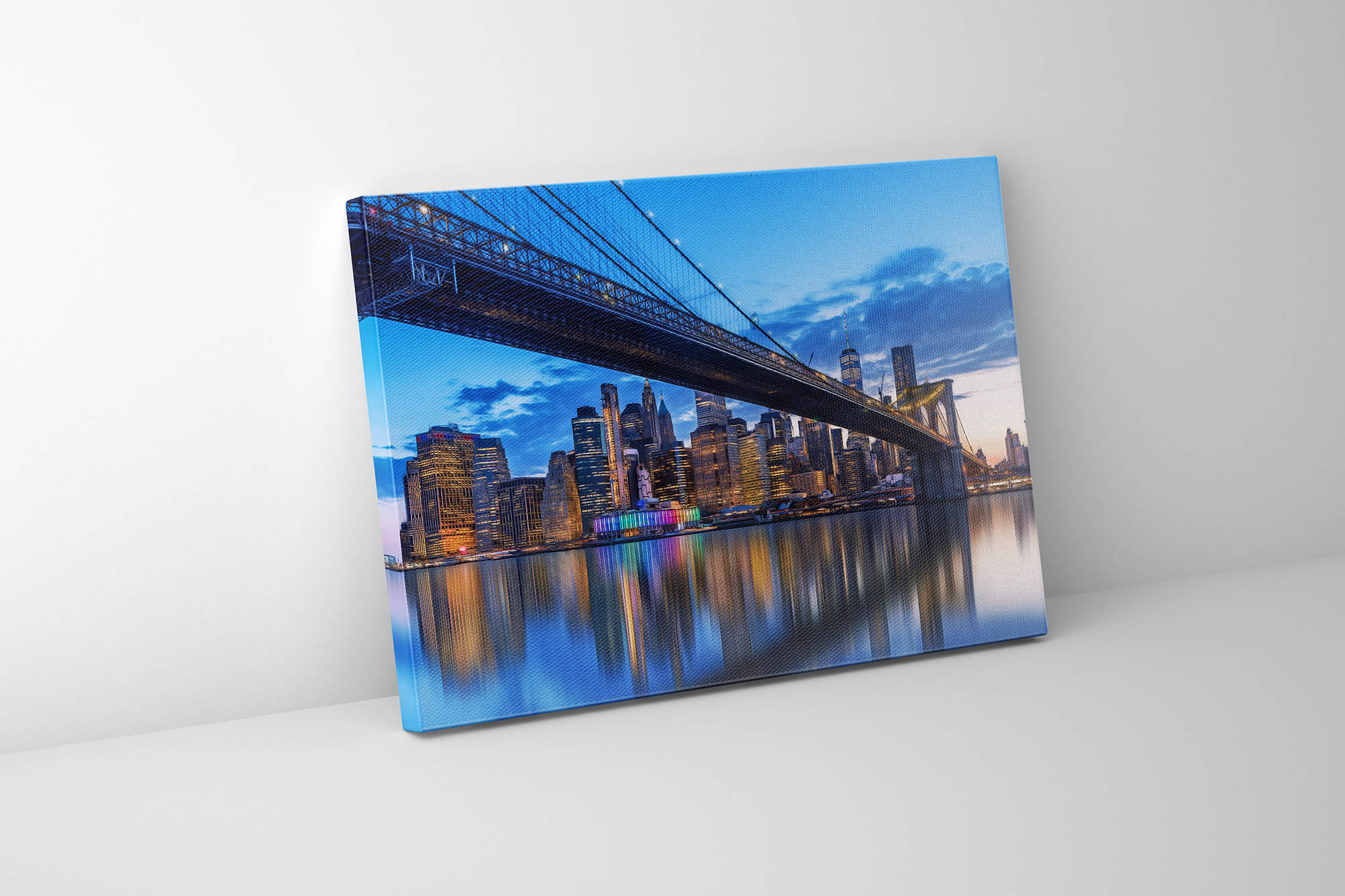 Stylized NYC Bridge Skyline Canvas Art 48" X 36"