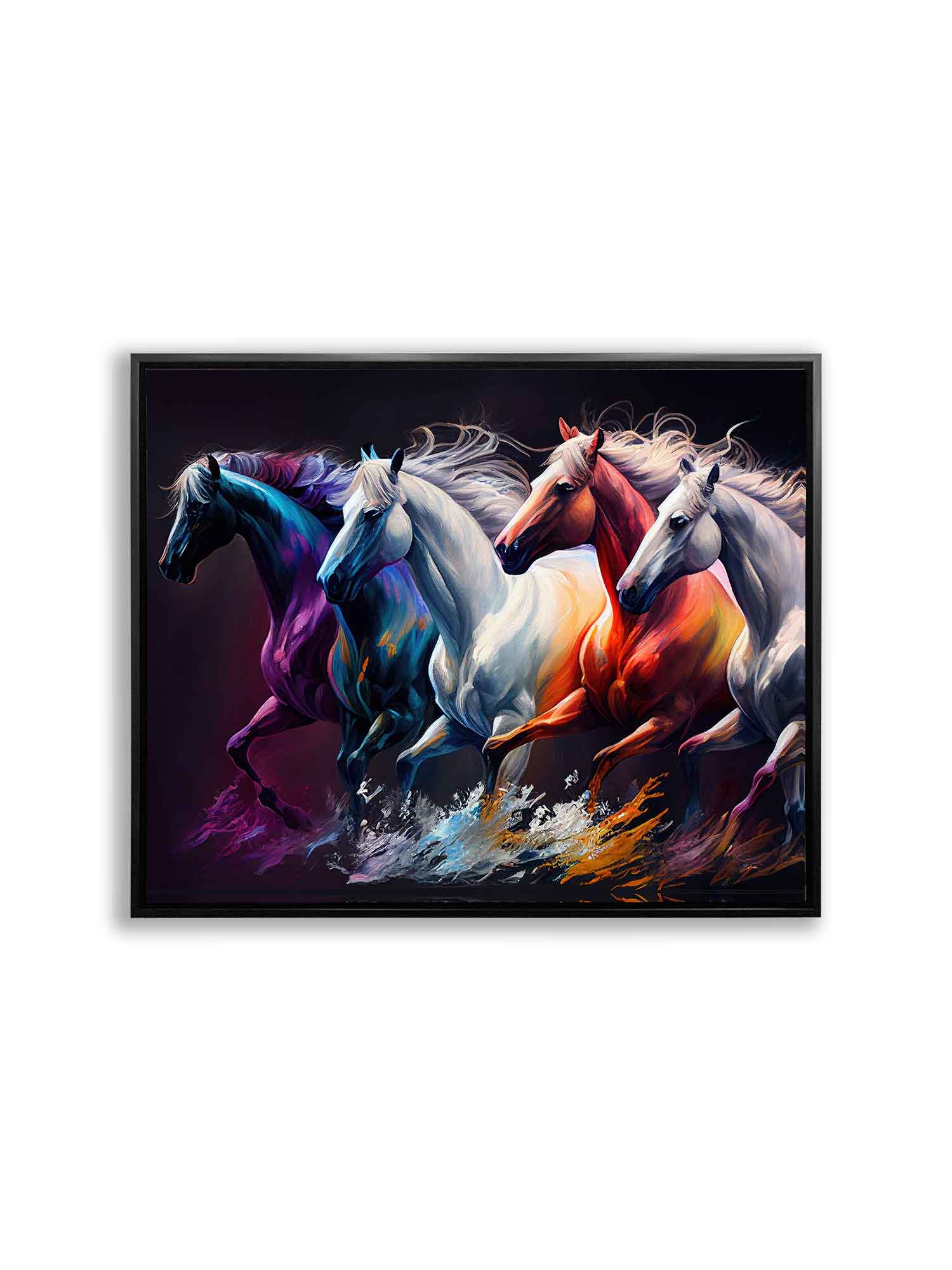 Digitally Painted 4 Horses Canvas Art 48" x 36"