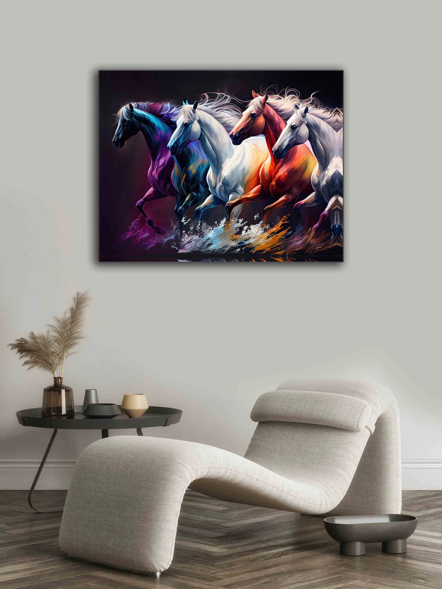 Digitally Painted 4 Horses Canvas Art 48" x 36"