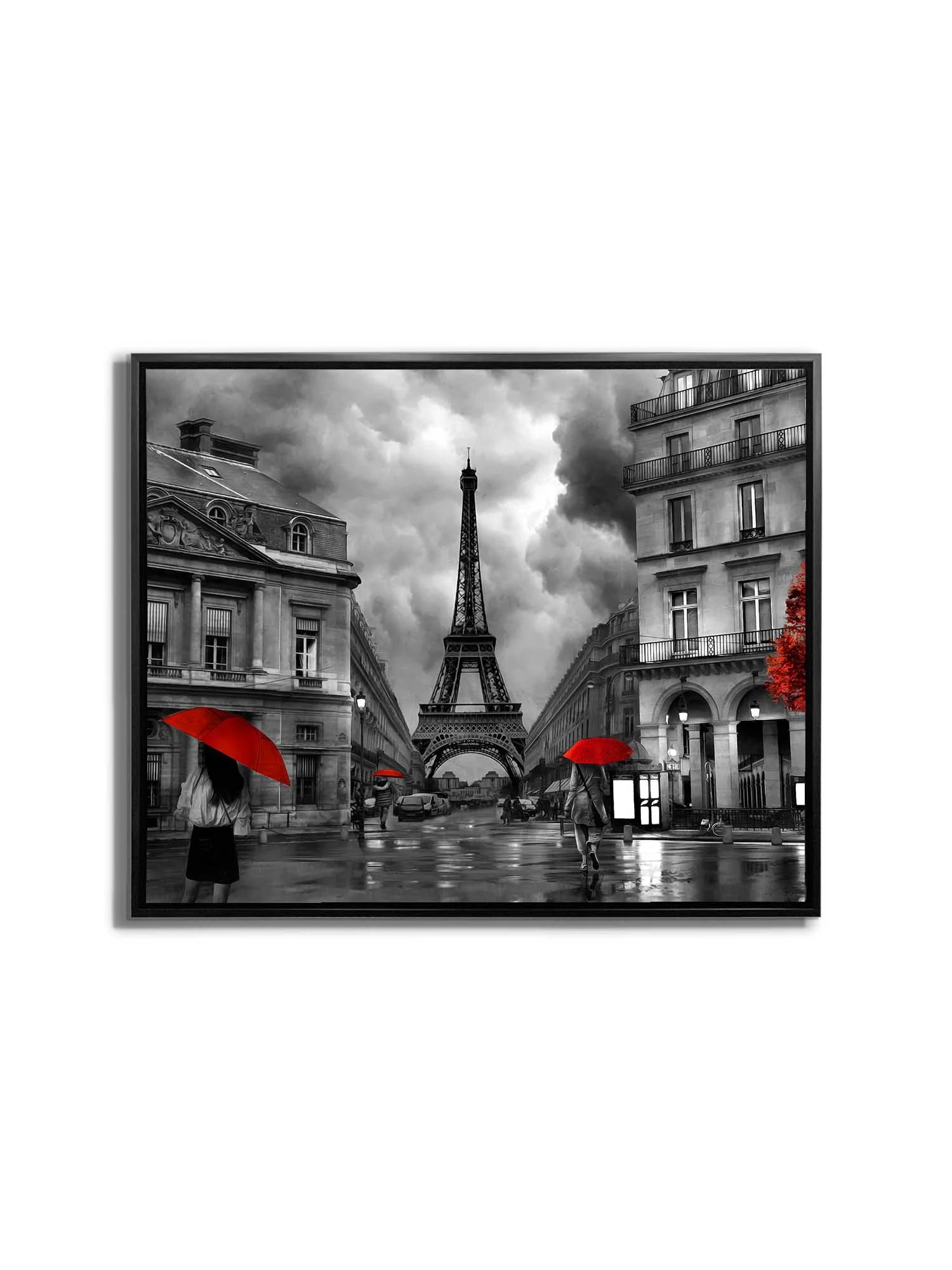 Painterly Paris With Red Accents Fine Art Canvas 48" x 36"