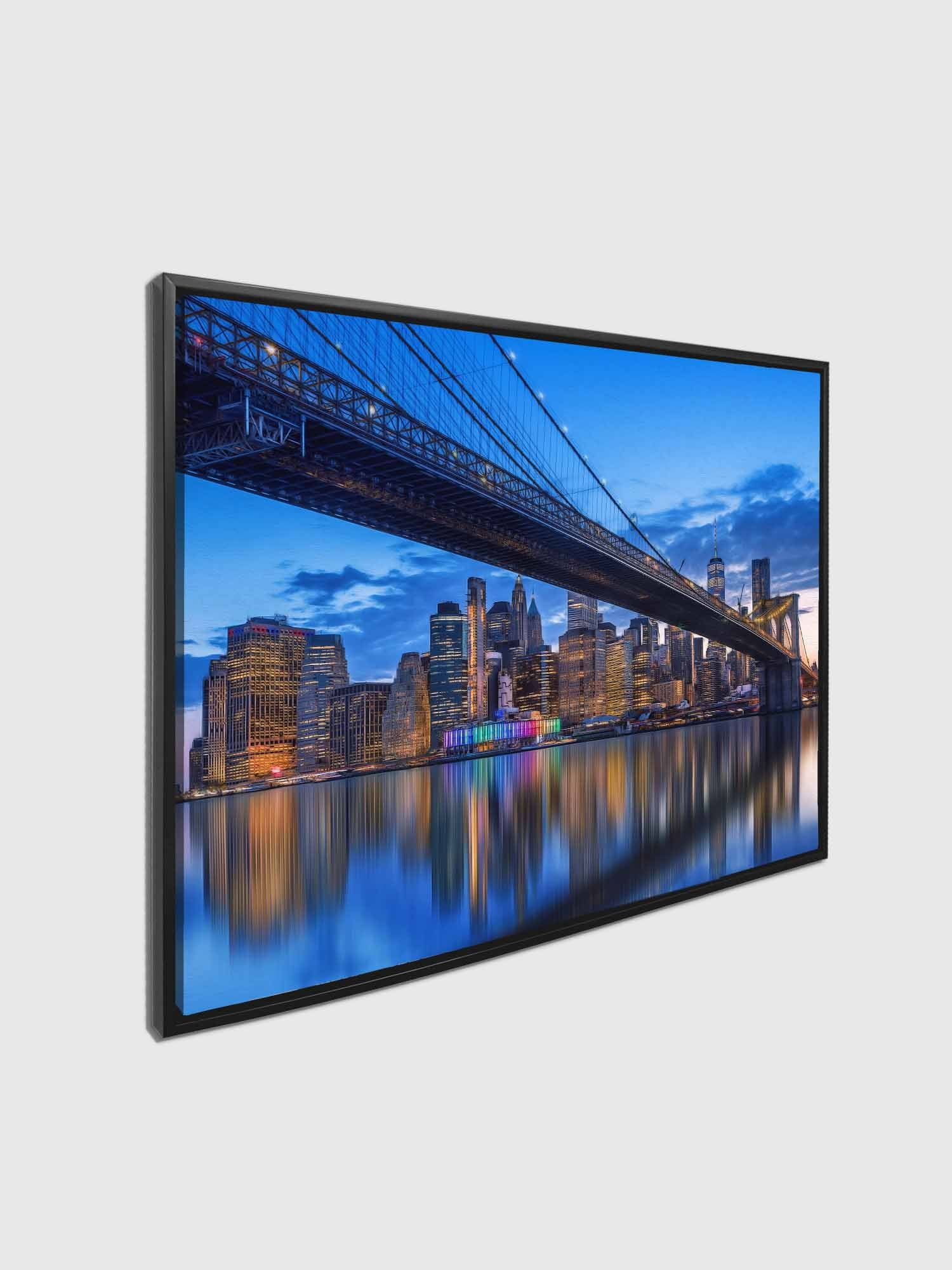 Stylized NYC Bridge Skyline Canvas Art 48" X 36"