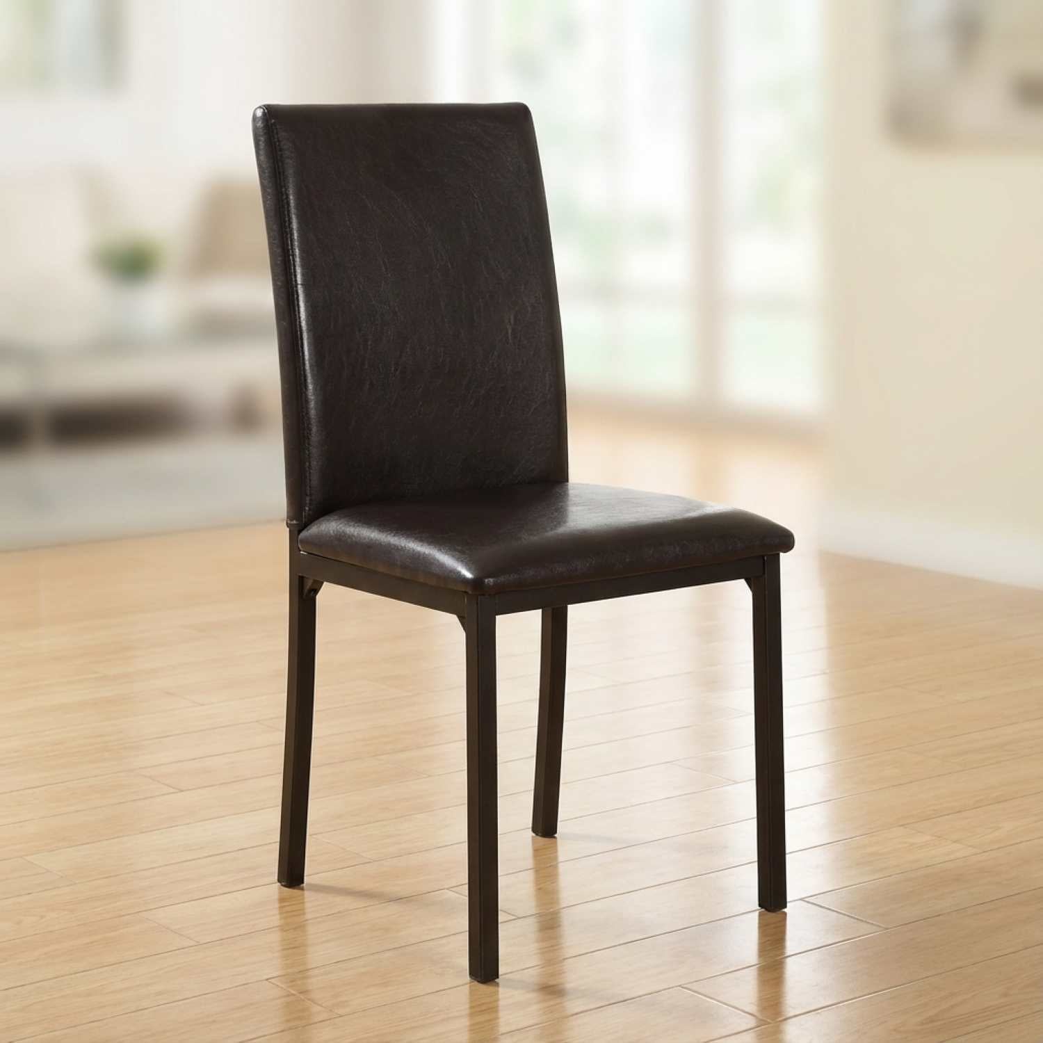 Light Brown Marble Dining Table with 4 PU Chairs 1520