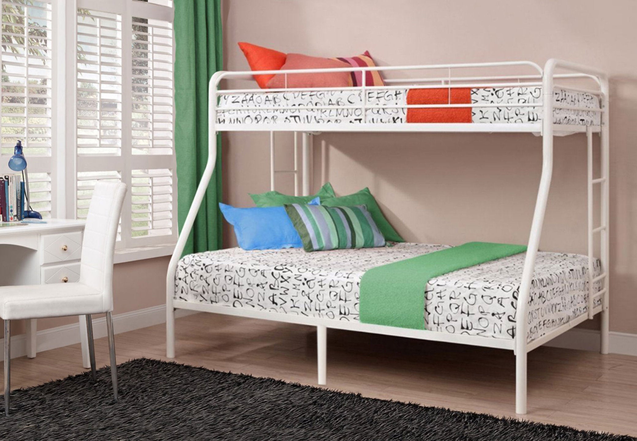 Metal Bunk Bed Double / Twin - White 501W
