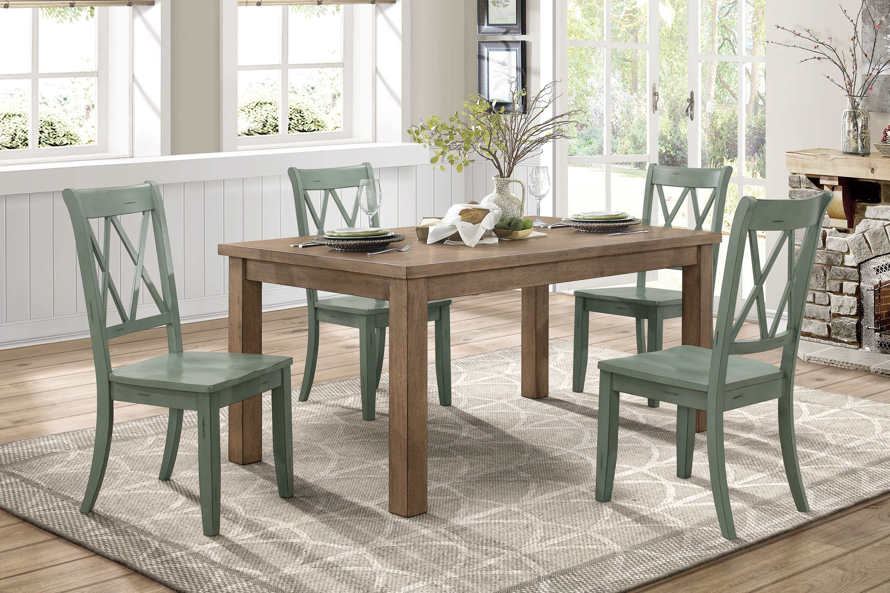 Janina Teal Chair Set Of 2 5516