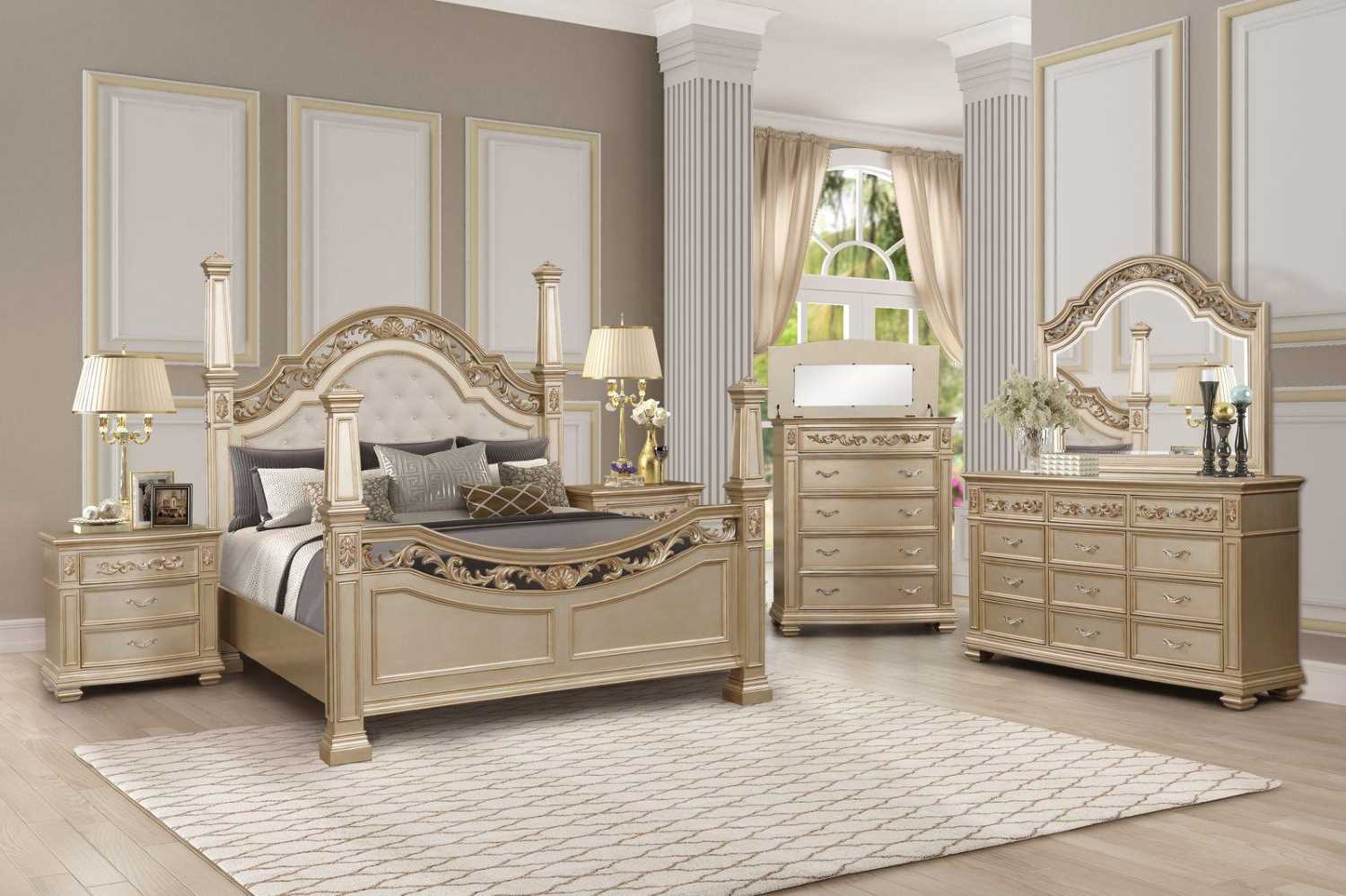 Darling Gold Finish Poster Bedroom Collections 572