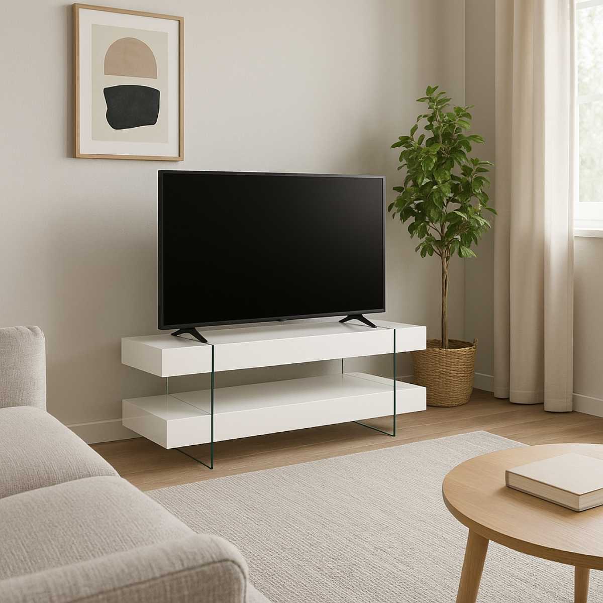 59" Glossy White TV Stand 3018-59