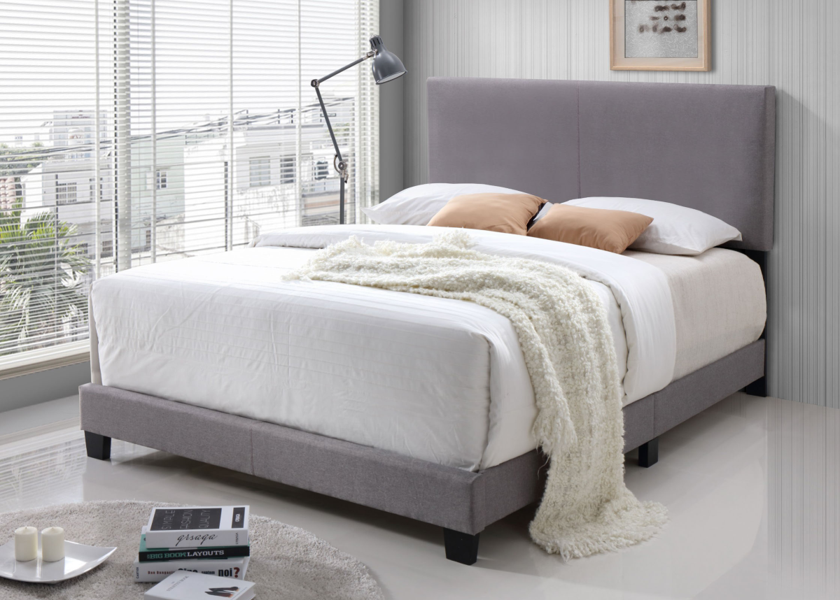 Bed Frame Grey Fabric 8747