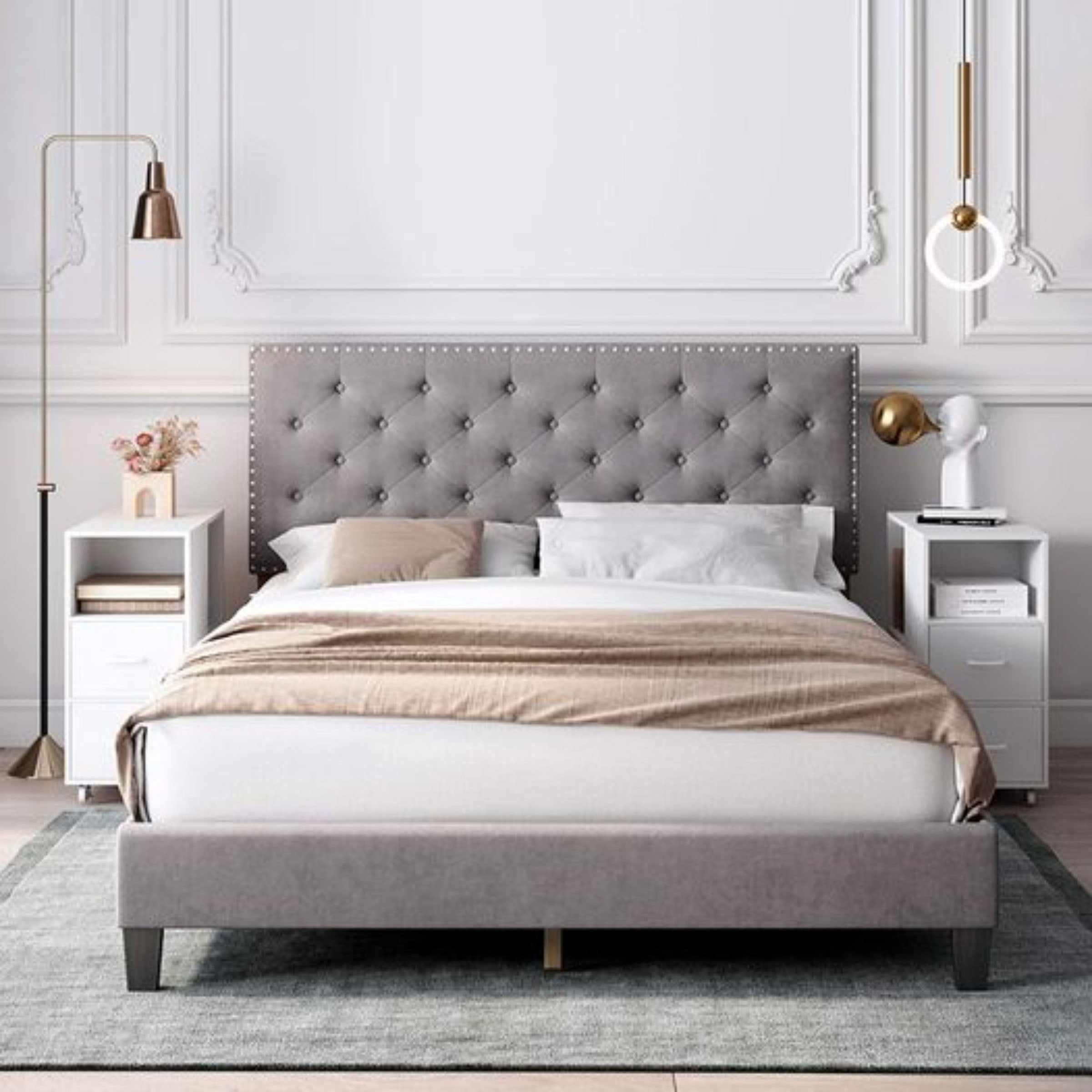 Ruby Velvet Bed Frame Grey