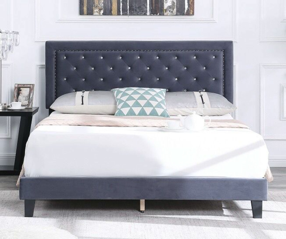 Solo Velvet Bed Frame Grey