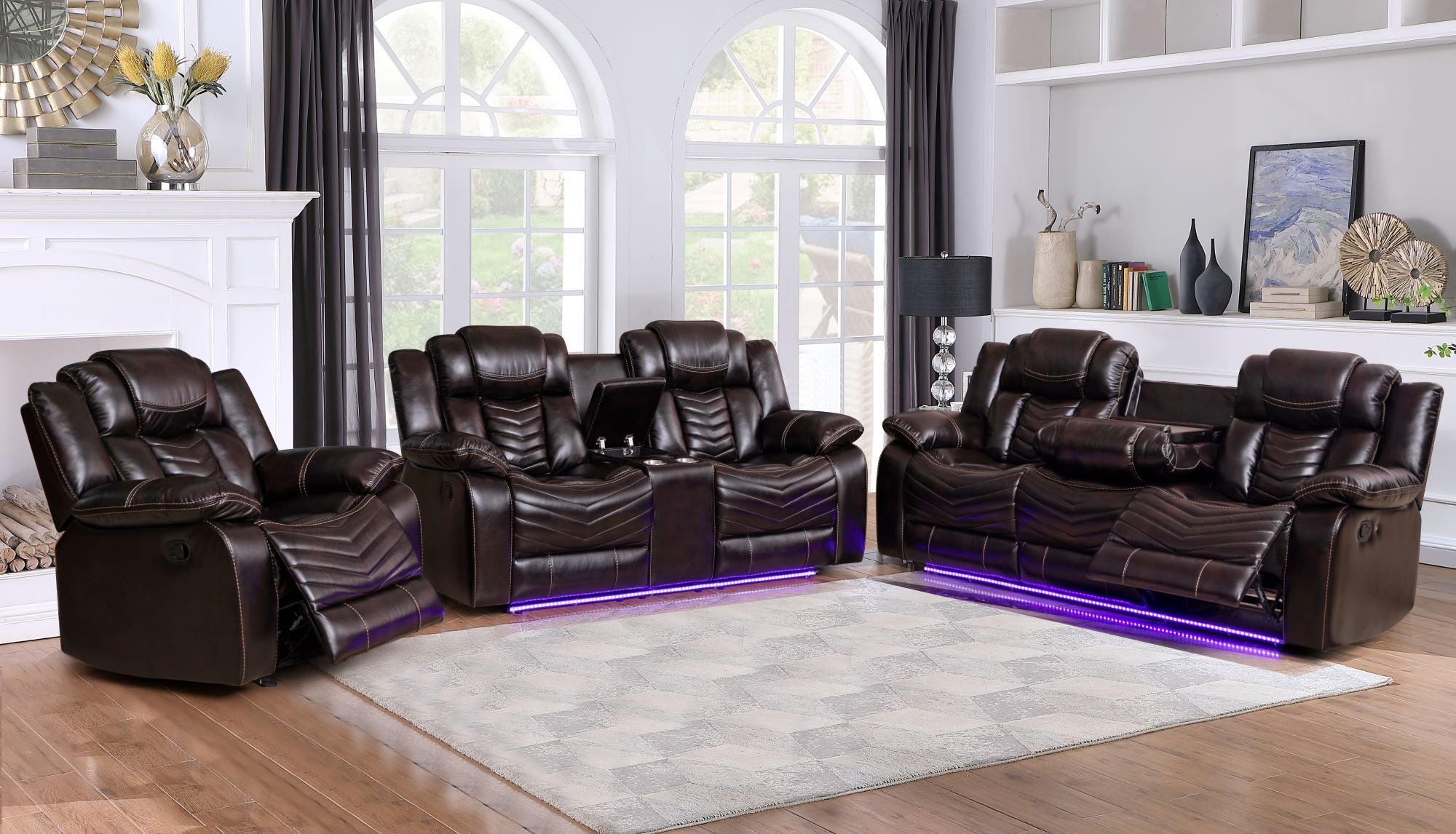 Roger Recliner sofa Collection Brown Air Leather