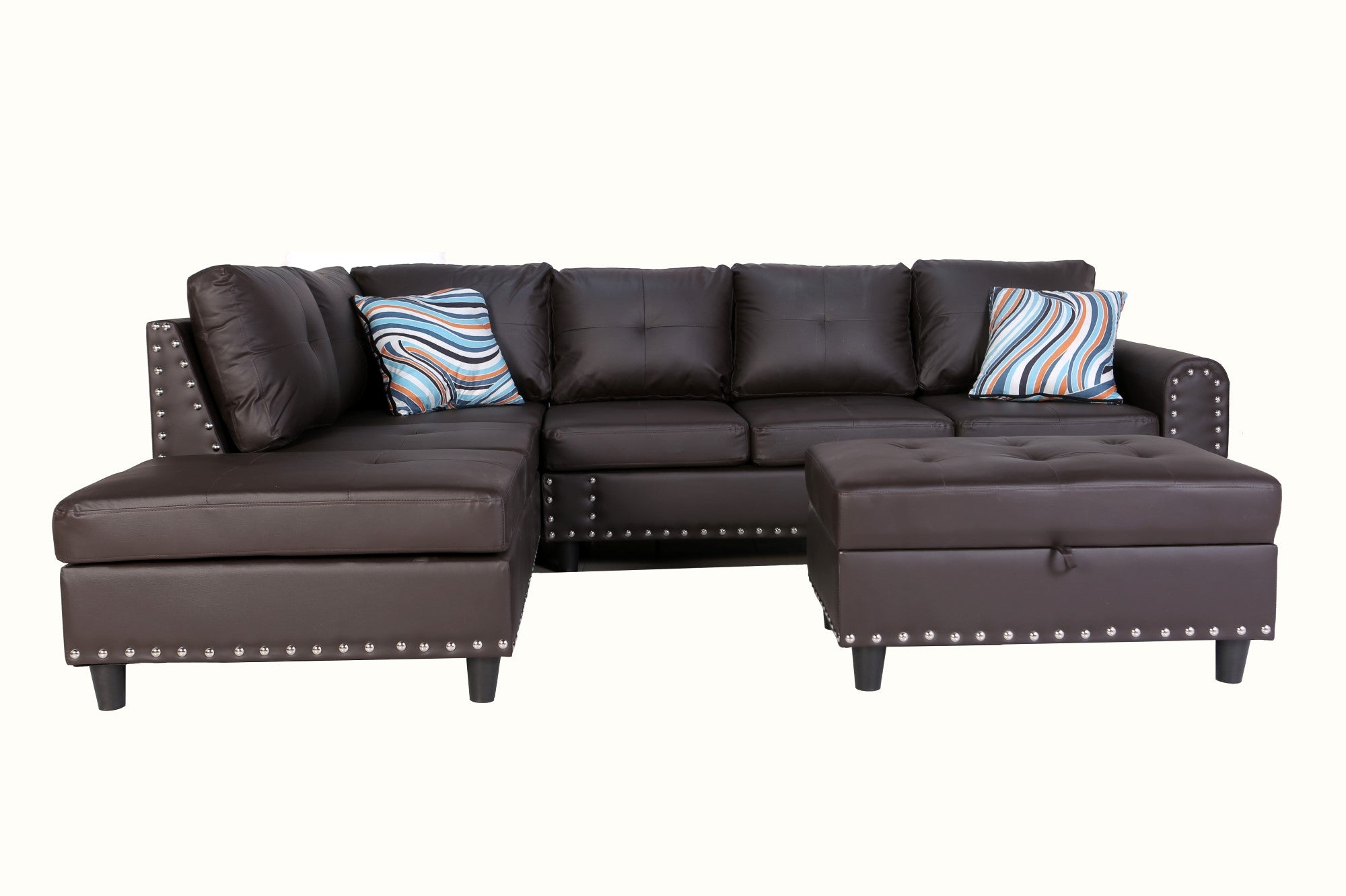 Lily Reversible Sectional Sofa - Brown PU
