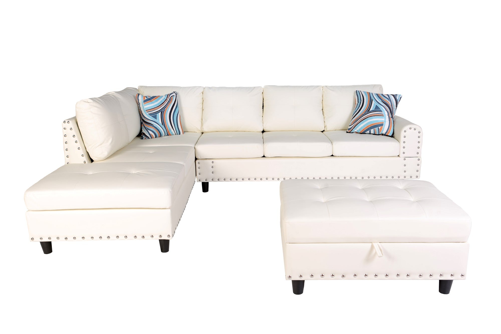Lily Reversible Sectional Sofa - White PU