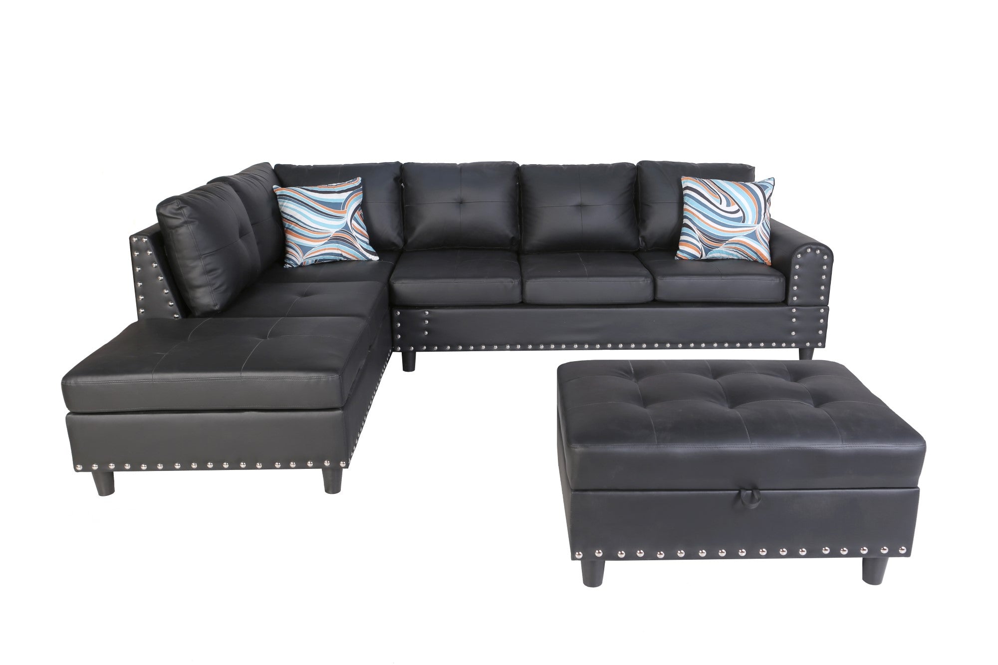 Lily Reversible Sectional Sofa - Black PU
