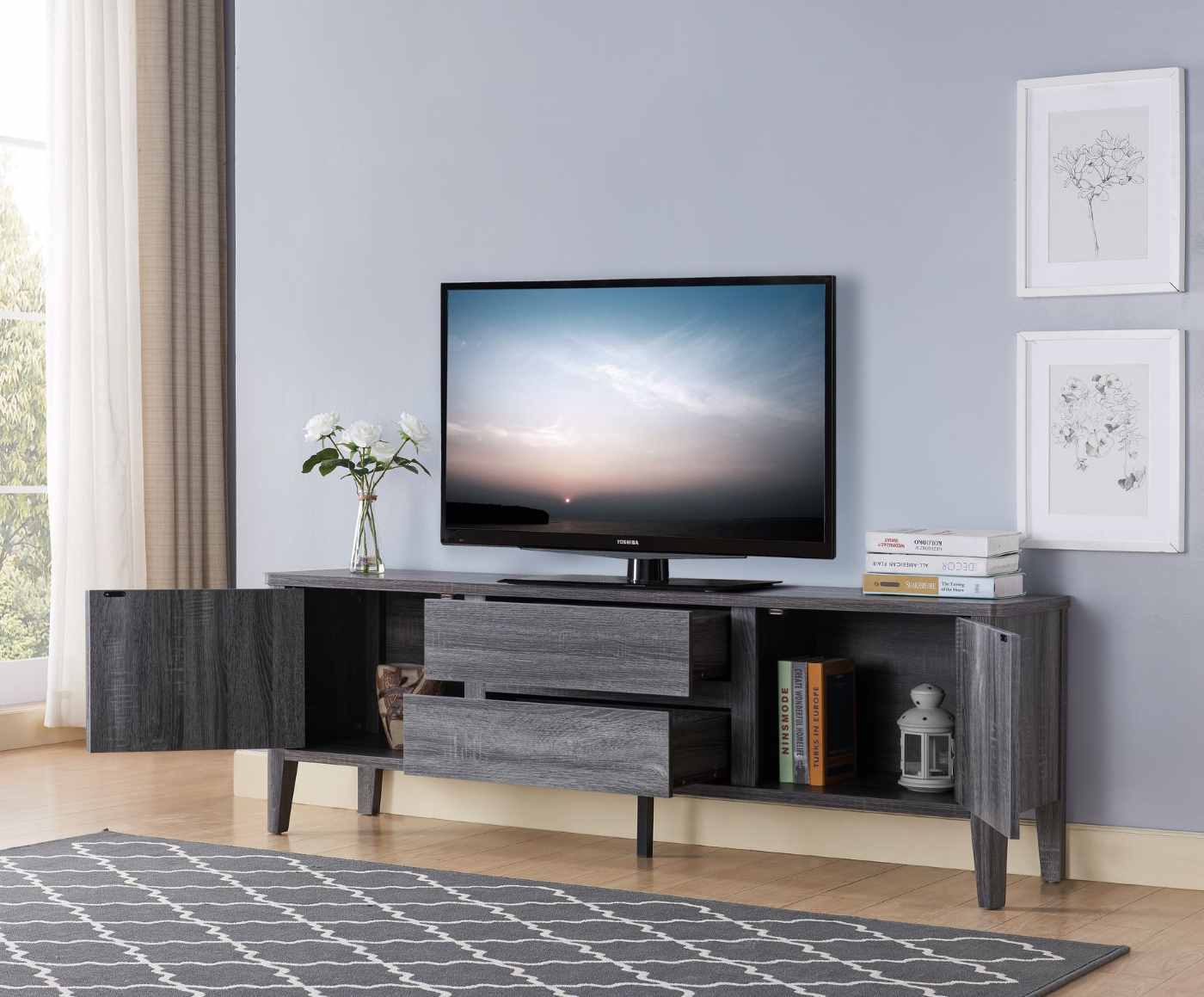 66" Grey TV Stand 18038